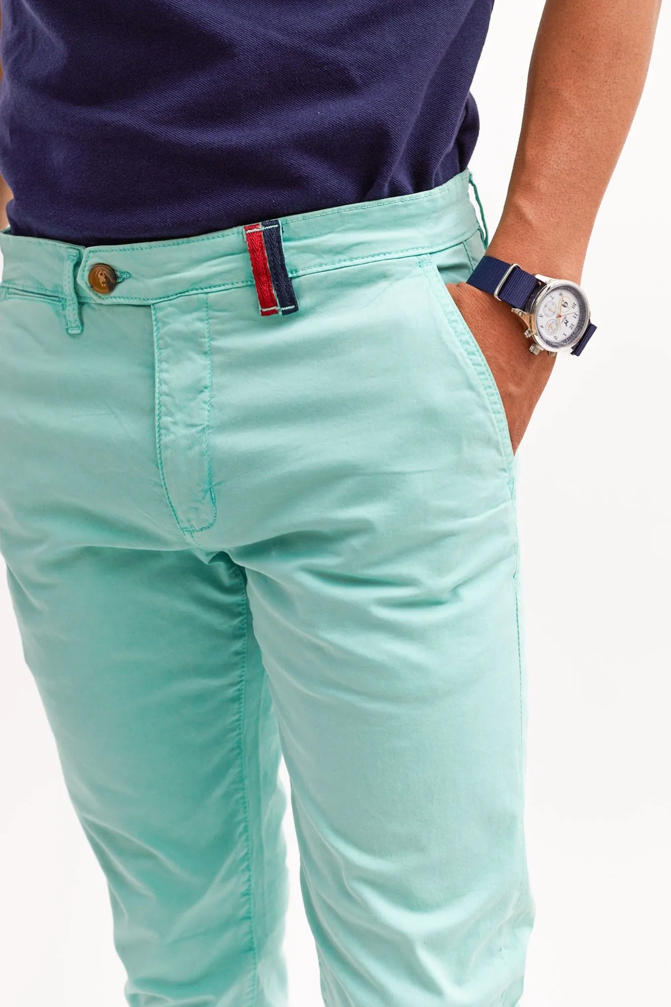 Pantalón Chino Slim Turquesa