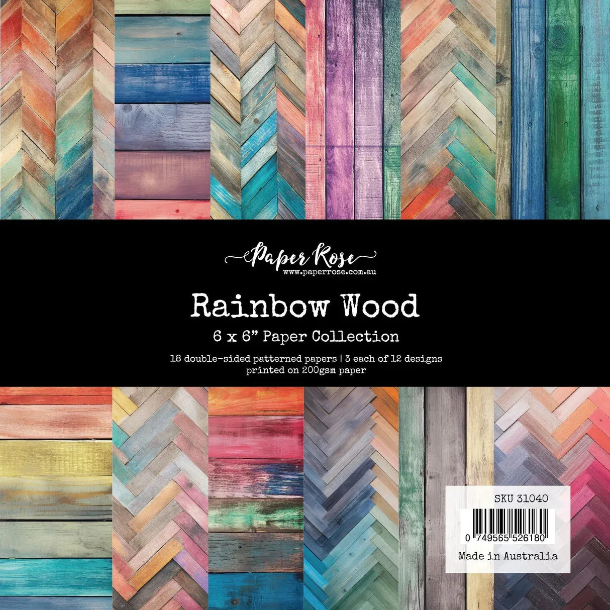 Paper Rose Studio - Rainbow Wood - 6x6 Paper Collection