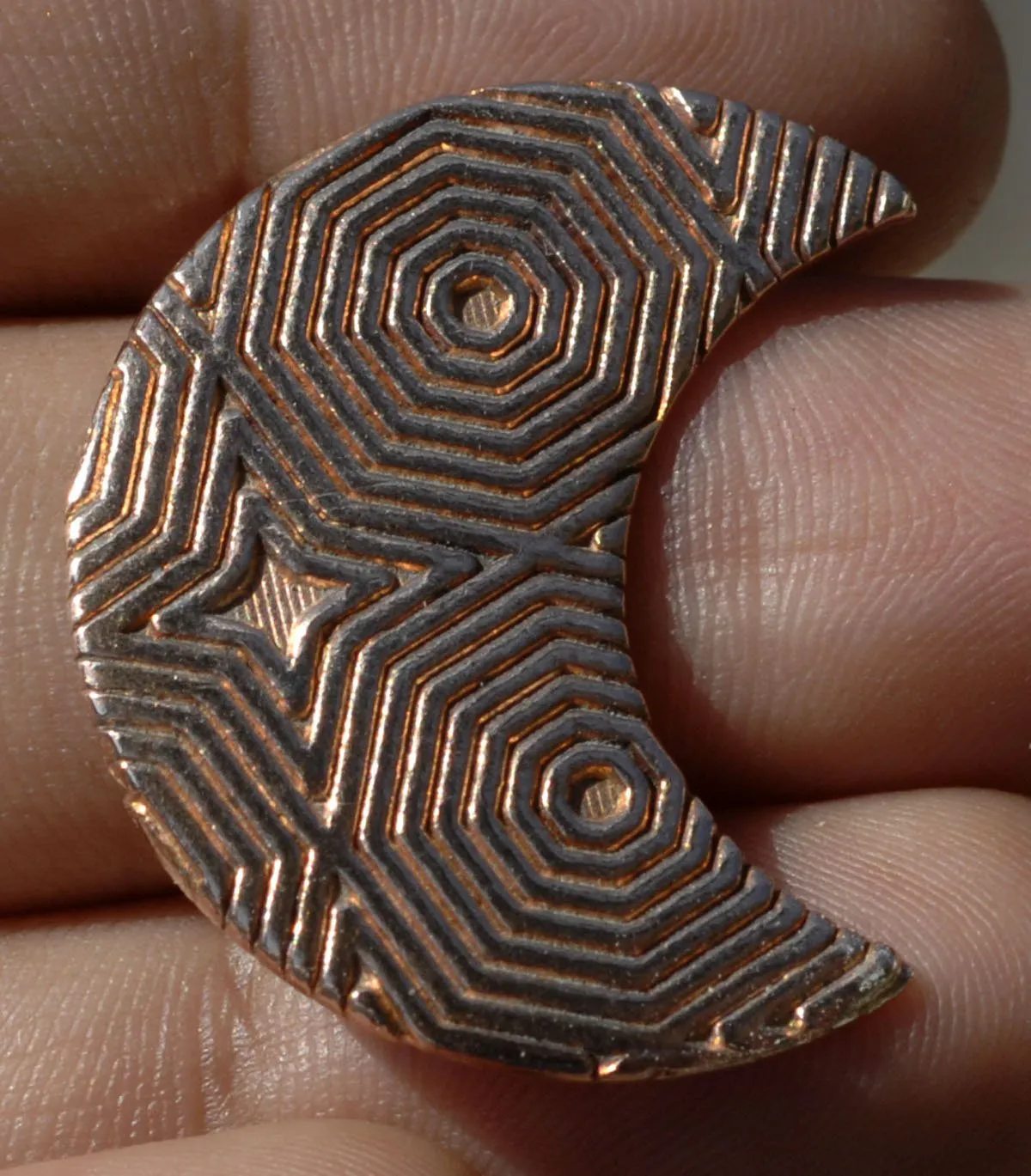 Patterned Cheshire Moon 29mm x 23mm Blanks for Enameling Stamping Soldering - Variety of Metals
