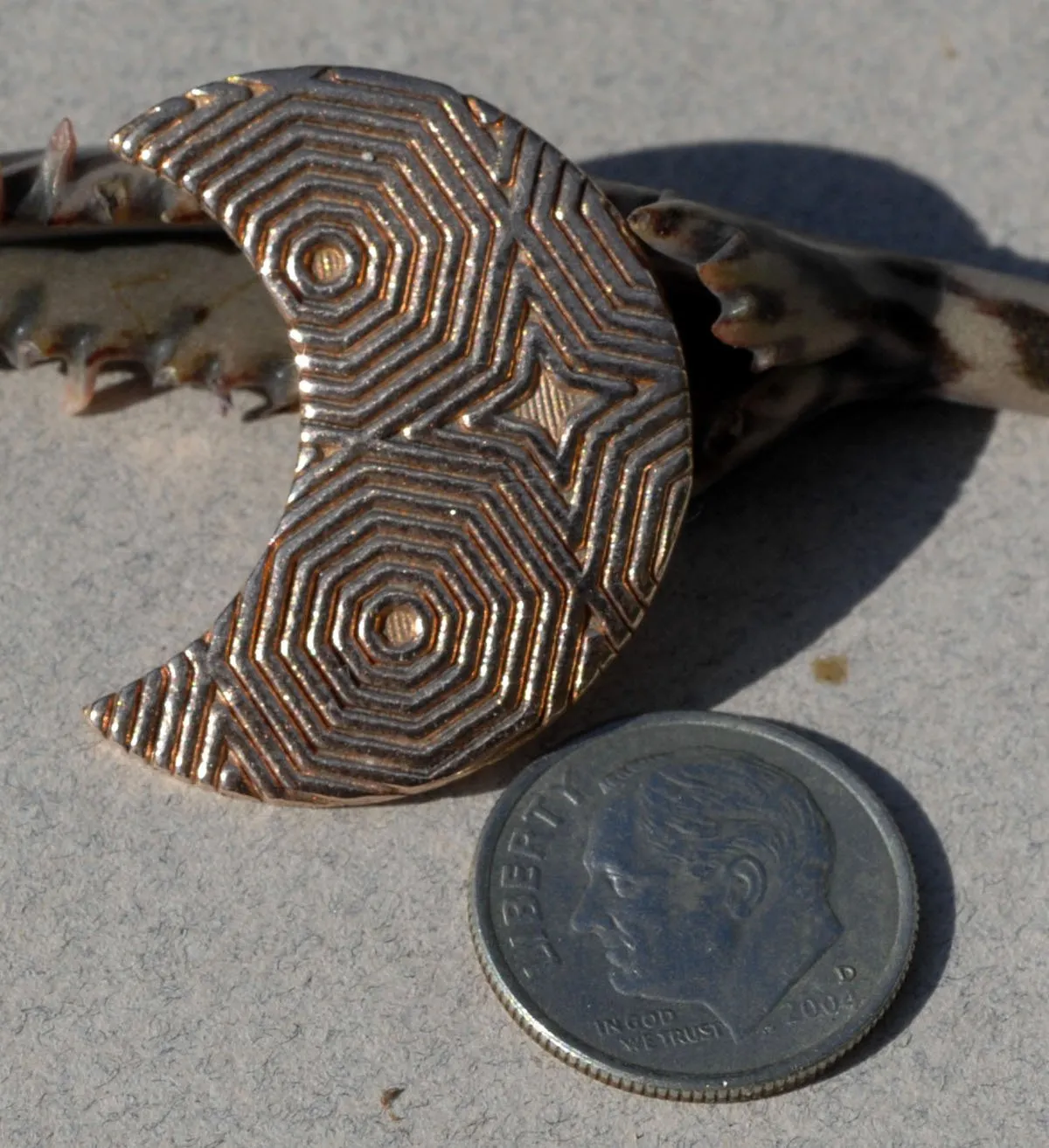 Patterned Cheshire Moon 29mm x 23mm Blanks for Enameling Stamping Soldering - Variety of Metals