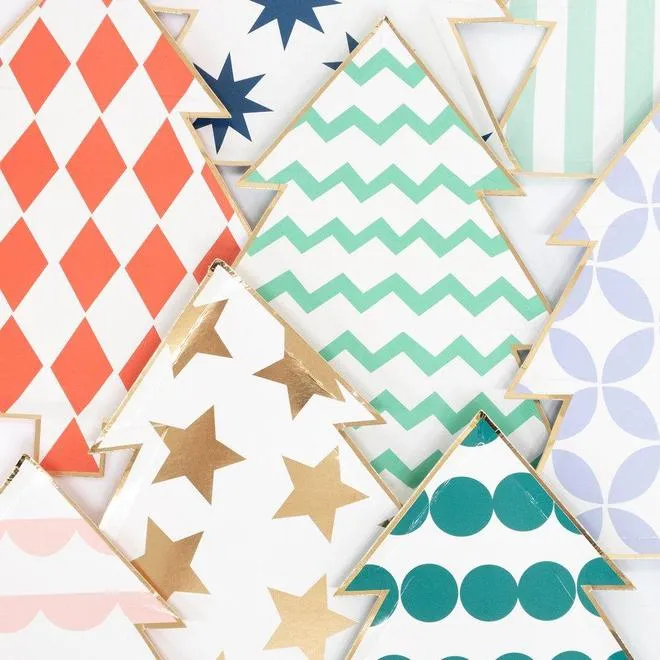 Patterned Christmas Tree Plates