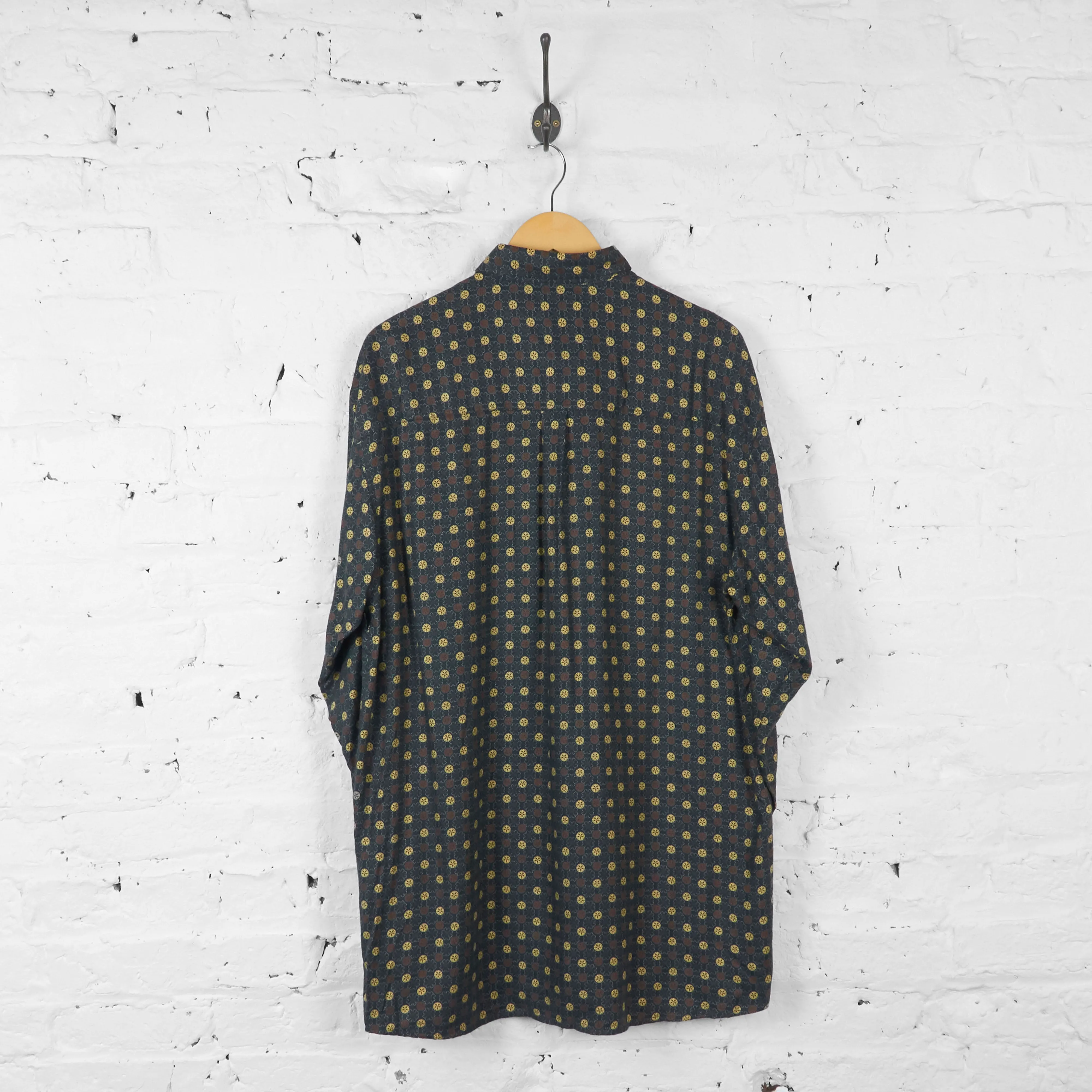 Patterned Long Sleeve Shirt - Green - L
