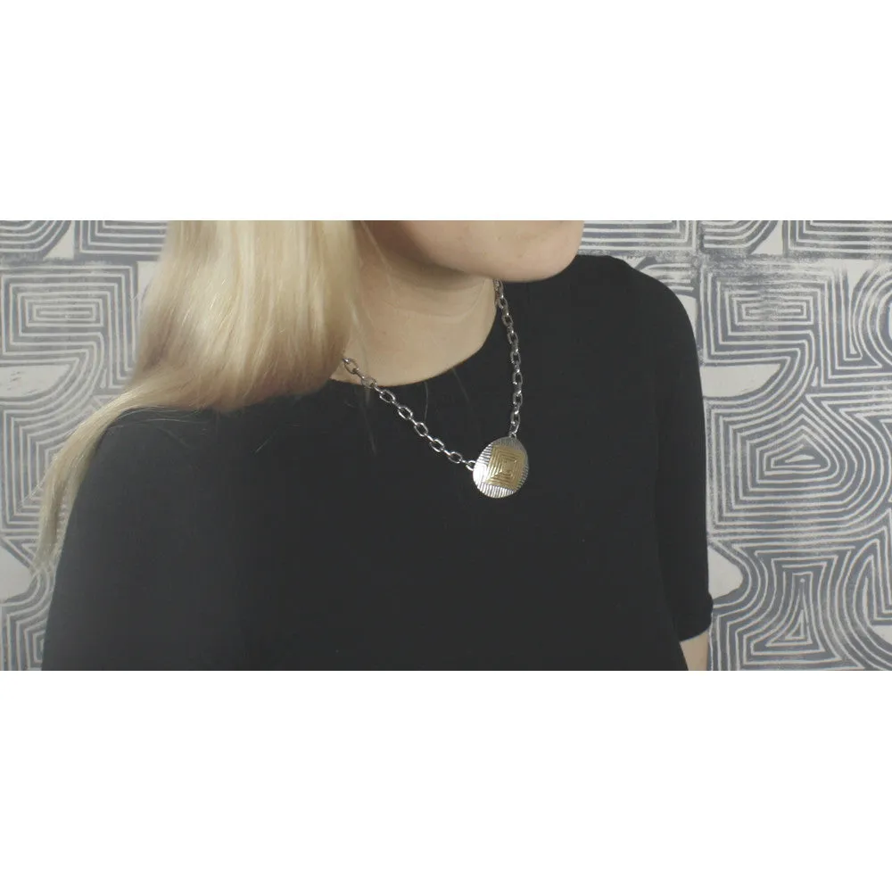 Patterned Oval Necklace