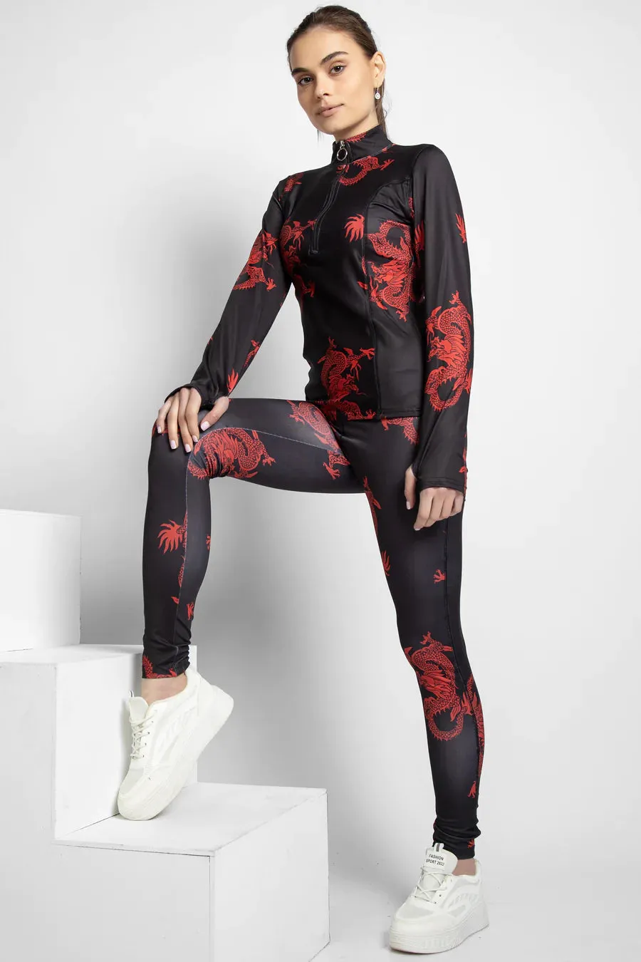 PATTERNED T-SHIRT AND LEGGINGS TRACKSUIT SET