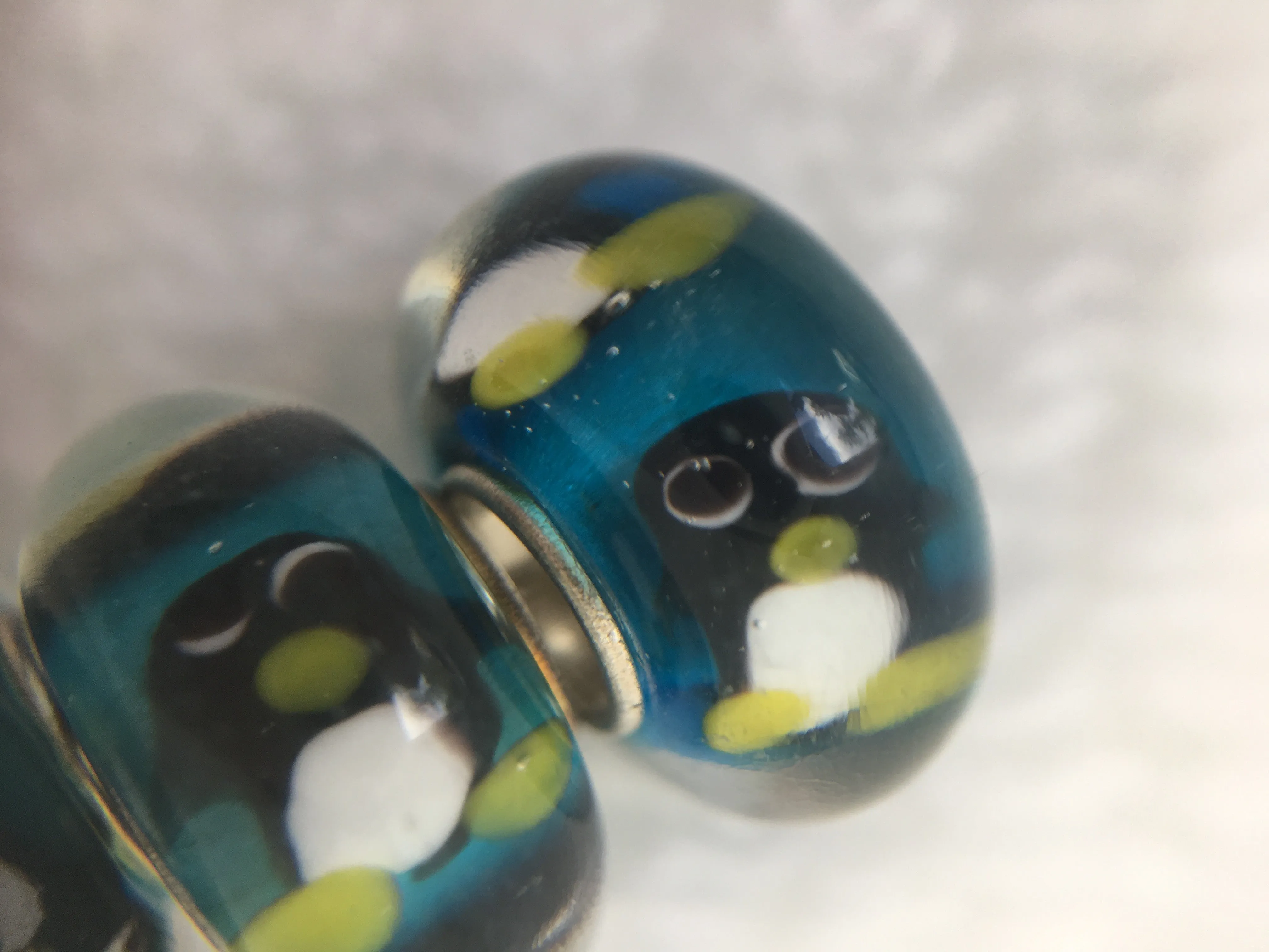 PENGUINS - European Lampwork PENGUIN Beads, BLACK & WHITE Quanity 1 Bead