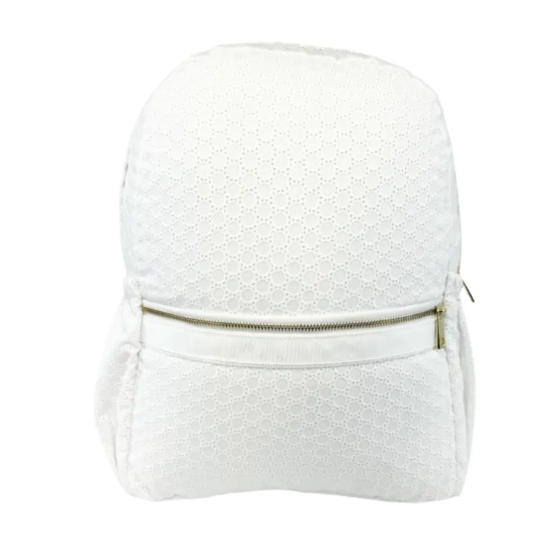 Personalized Eyelet White Large Backpack w/Pockets