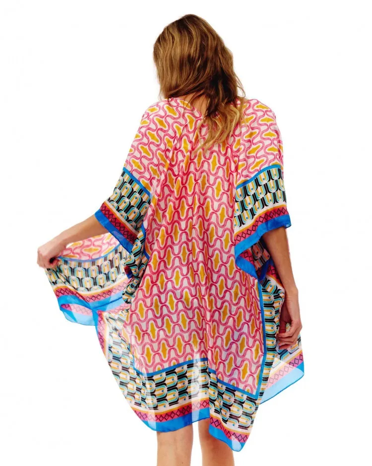 Pink & Blue Silky Kimono