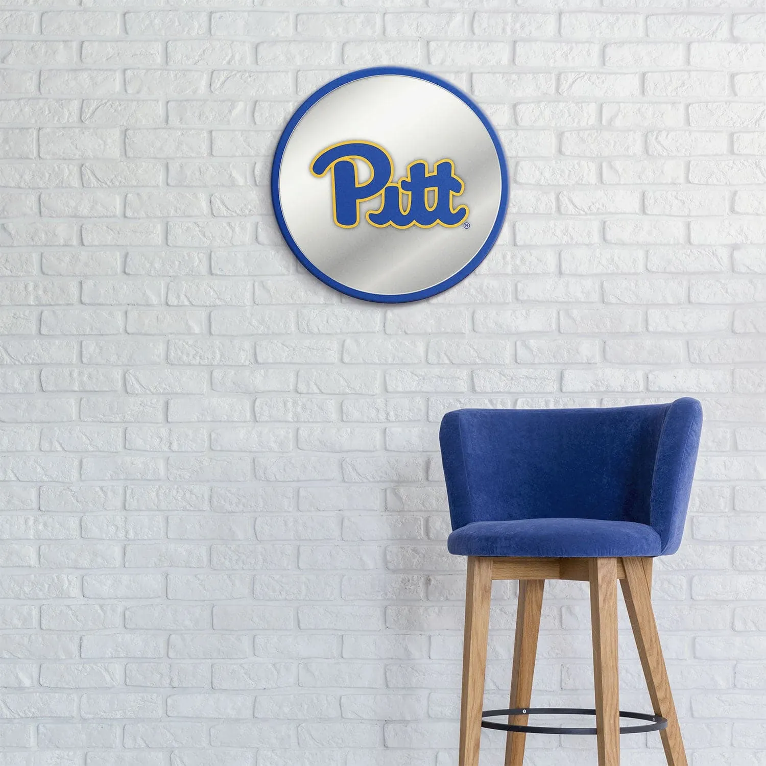Pitt Panthers: Modern Disc Mirrored Wall Sign