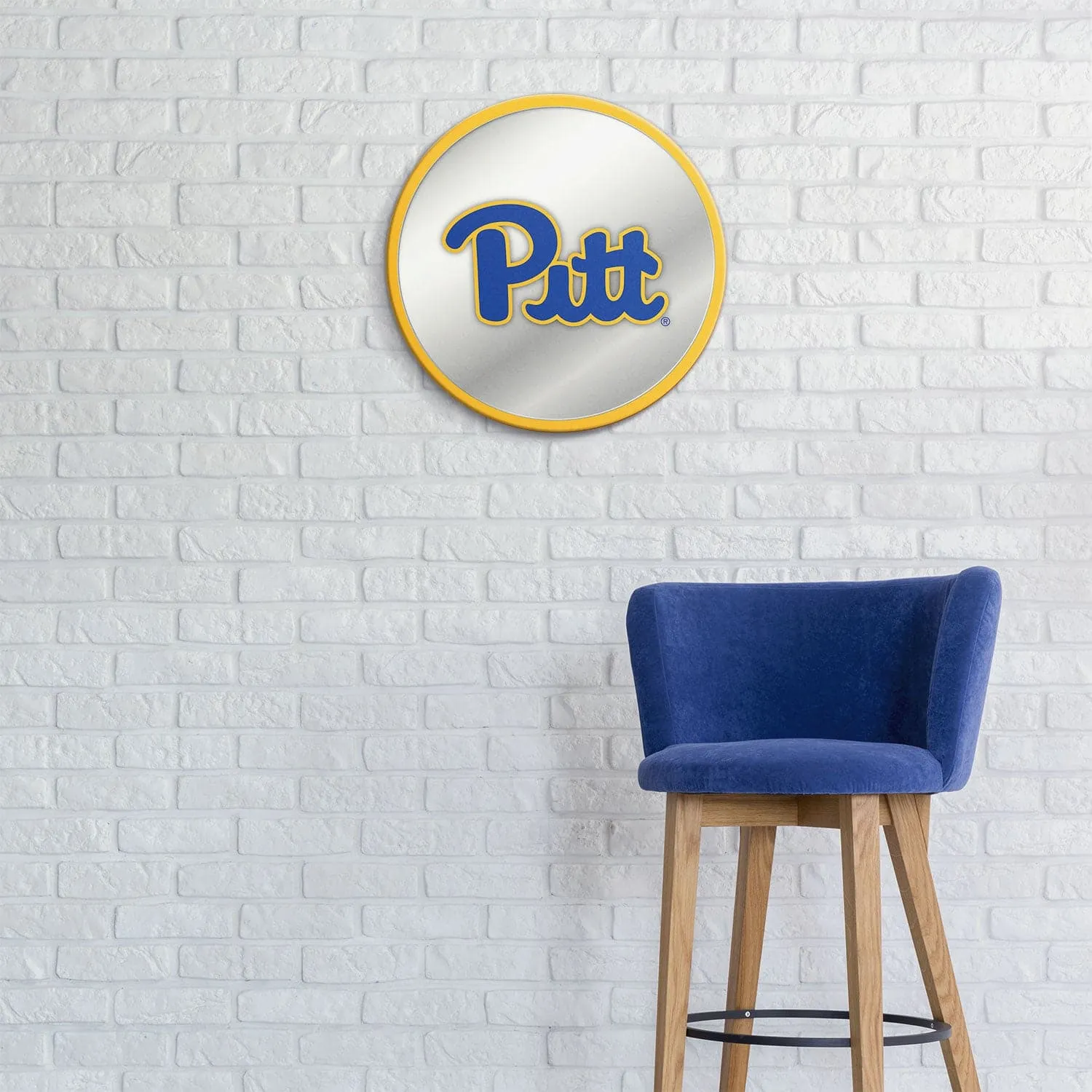 Pitt Panthers: Modern Disc Mirrored Wall Sign