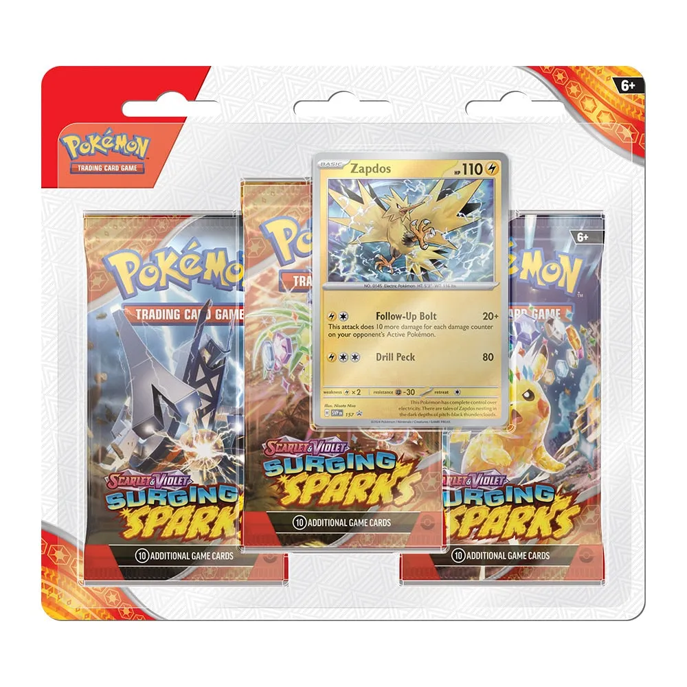 Pokemon: Scarlet & Violet 8: Surging Sparks -3-pack Blister | Zapdos