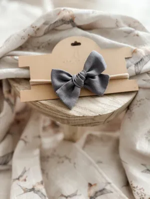 Pop Ya Tot Bow Headband - Steel