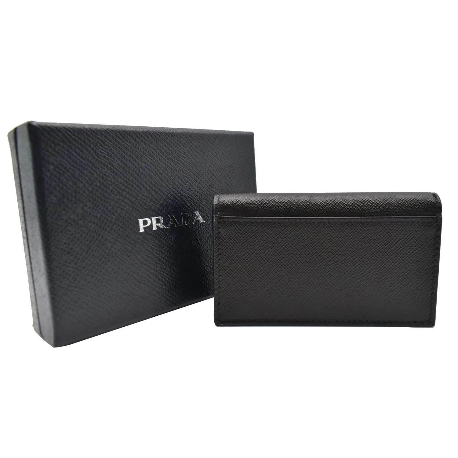 PRADA Saffiano Leather Active Card Holder Wallet Black- 15% OFF