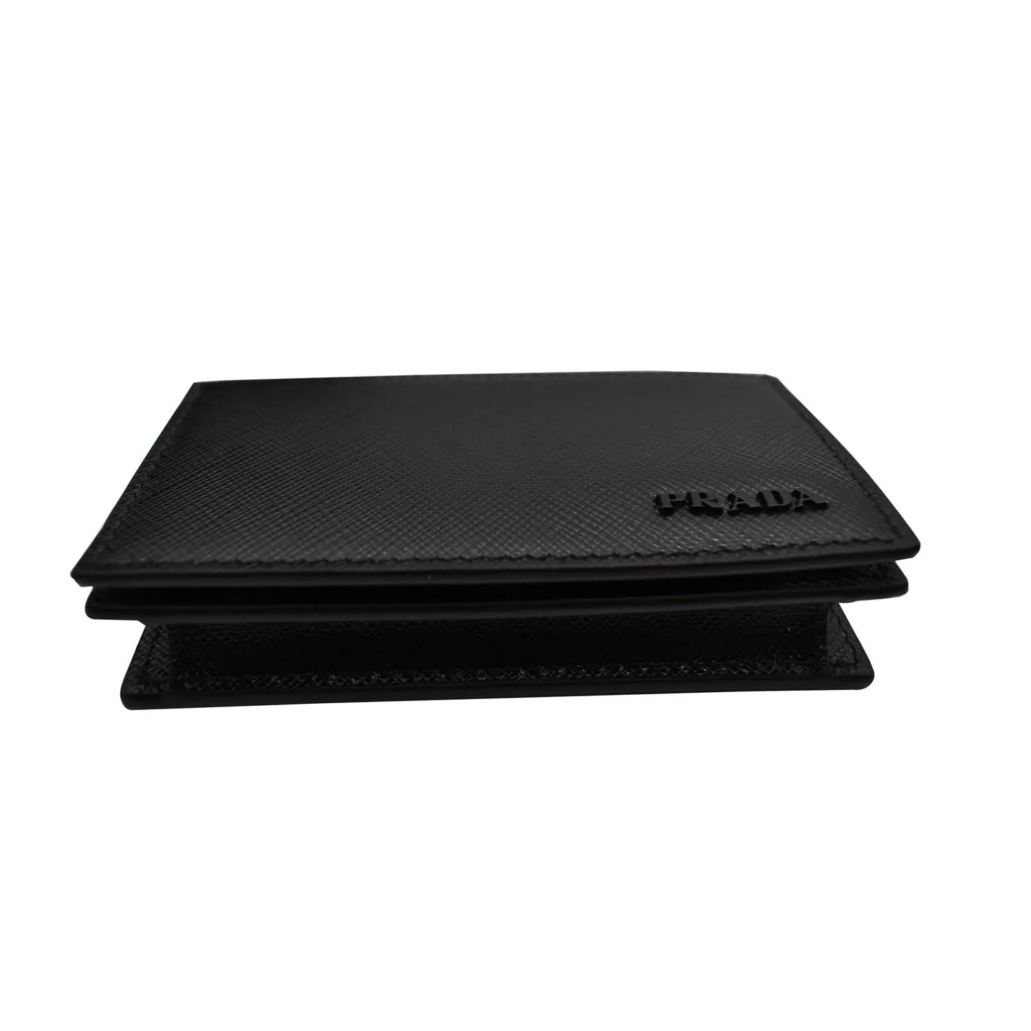 PRADA Saffiano Leather Active Card Holder Wallet Black- 15% OFF