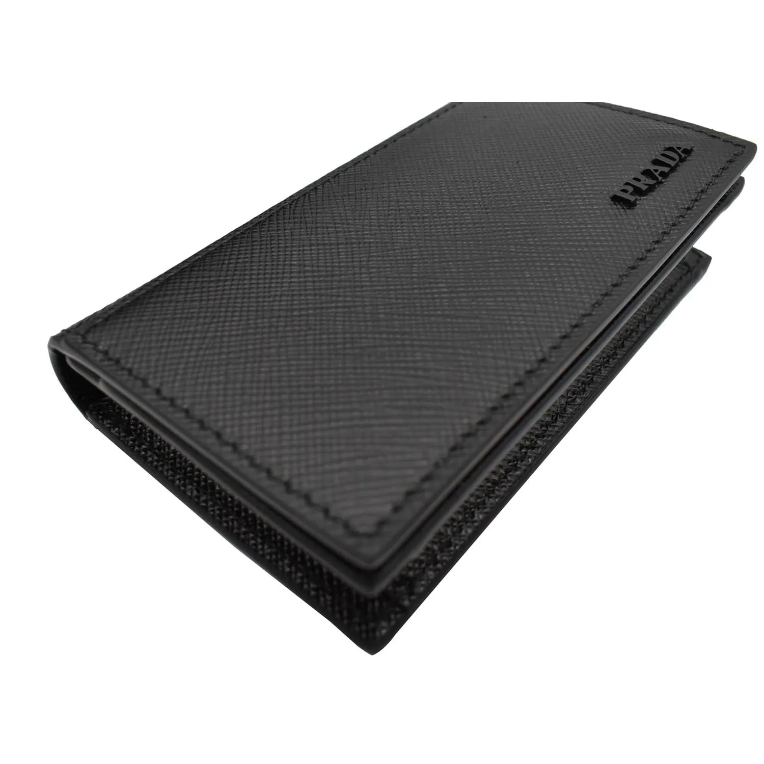 PRADA Saffiano Leather Active Card Holder Wallet Black- 15% OFF