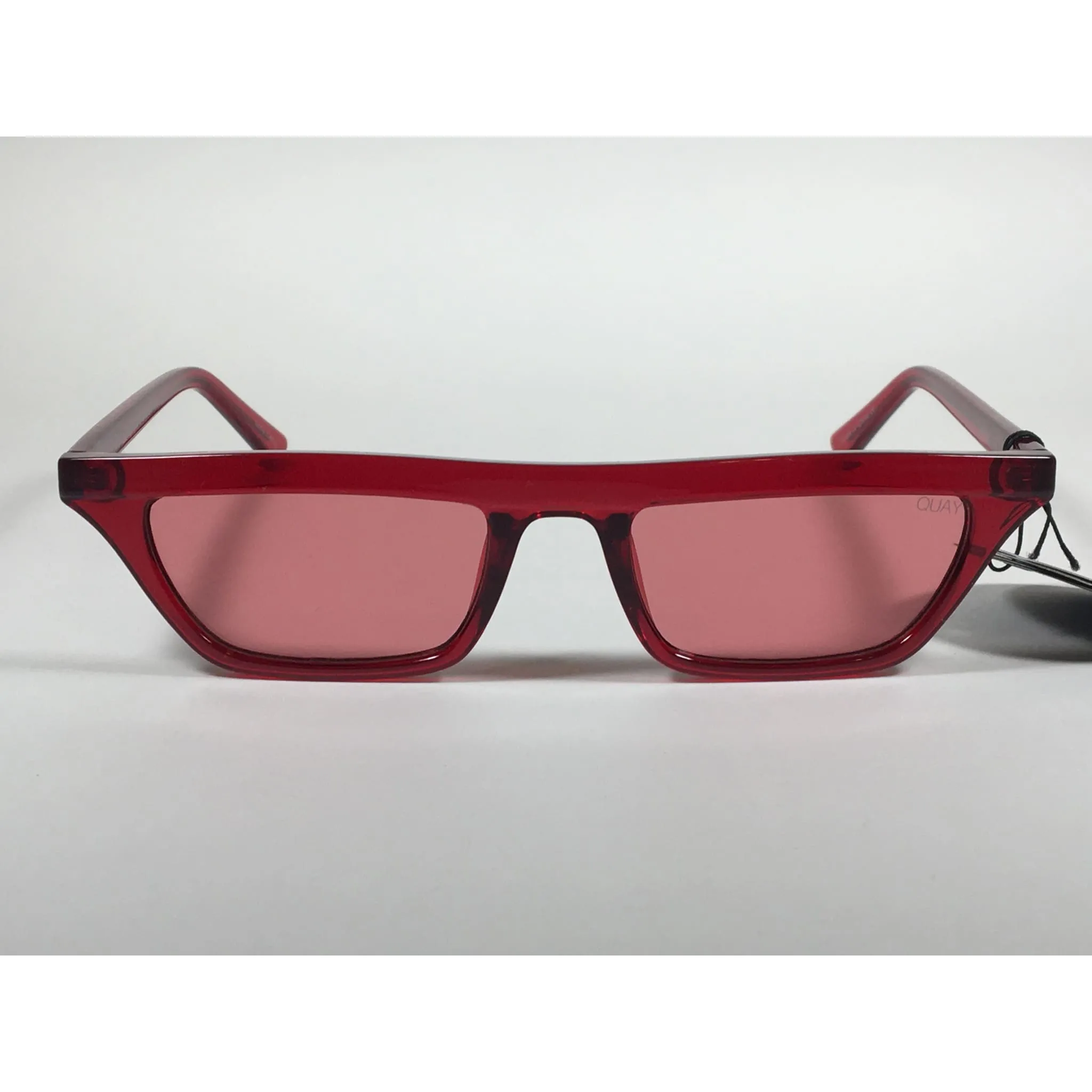 Quay Australia QW000383 RED/RED Finesse Sunglasses Alissa Violet Small Square Red Clear Frame and Lens