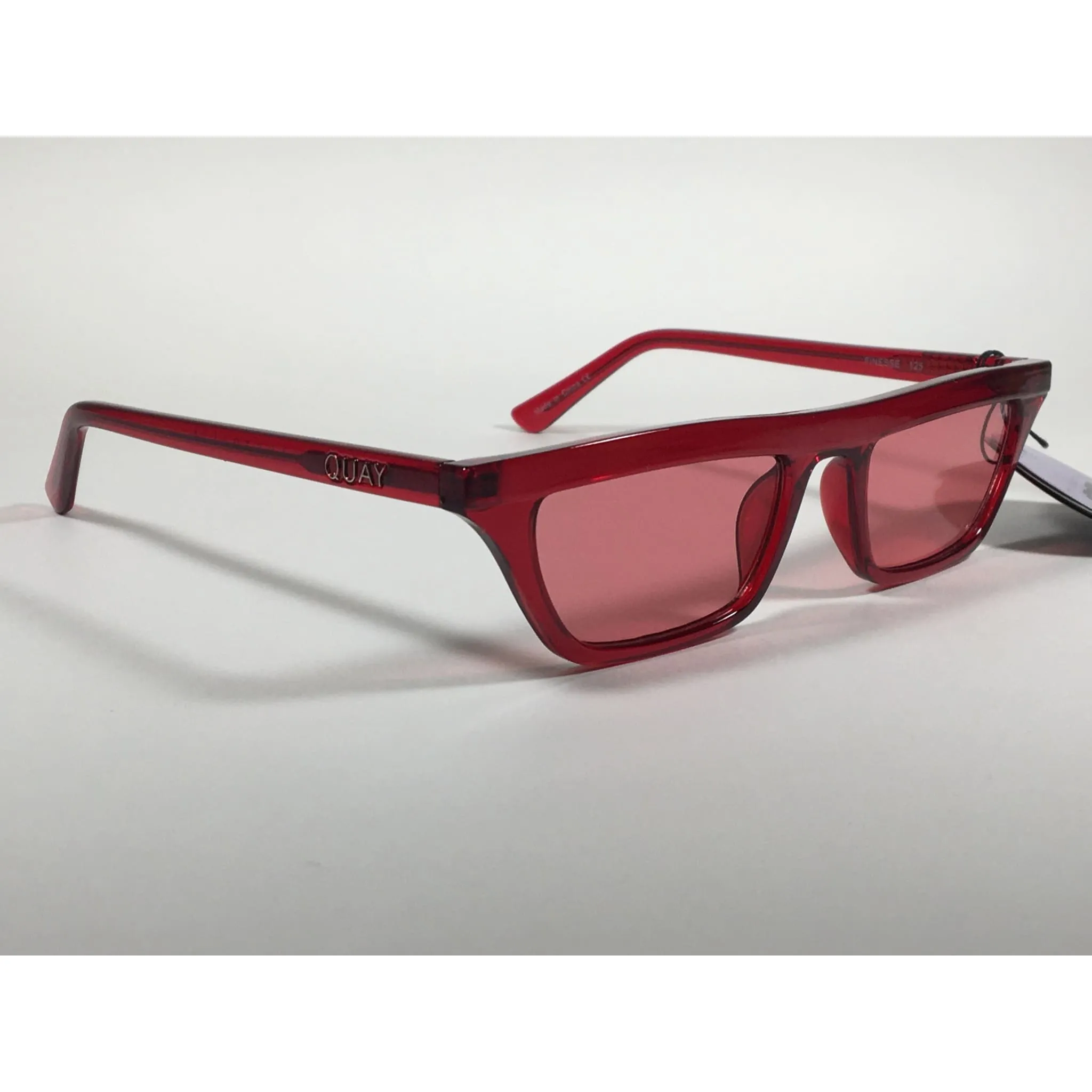 Quay Australia QW000383 RED/RED Finesse Sunglasses Alissa Violet Small Square Red Clear Frame and Lens
