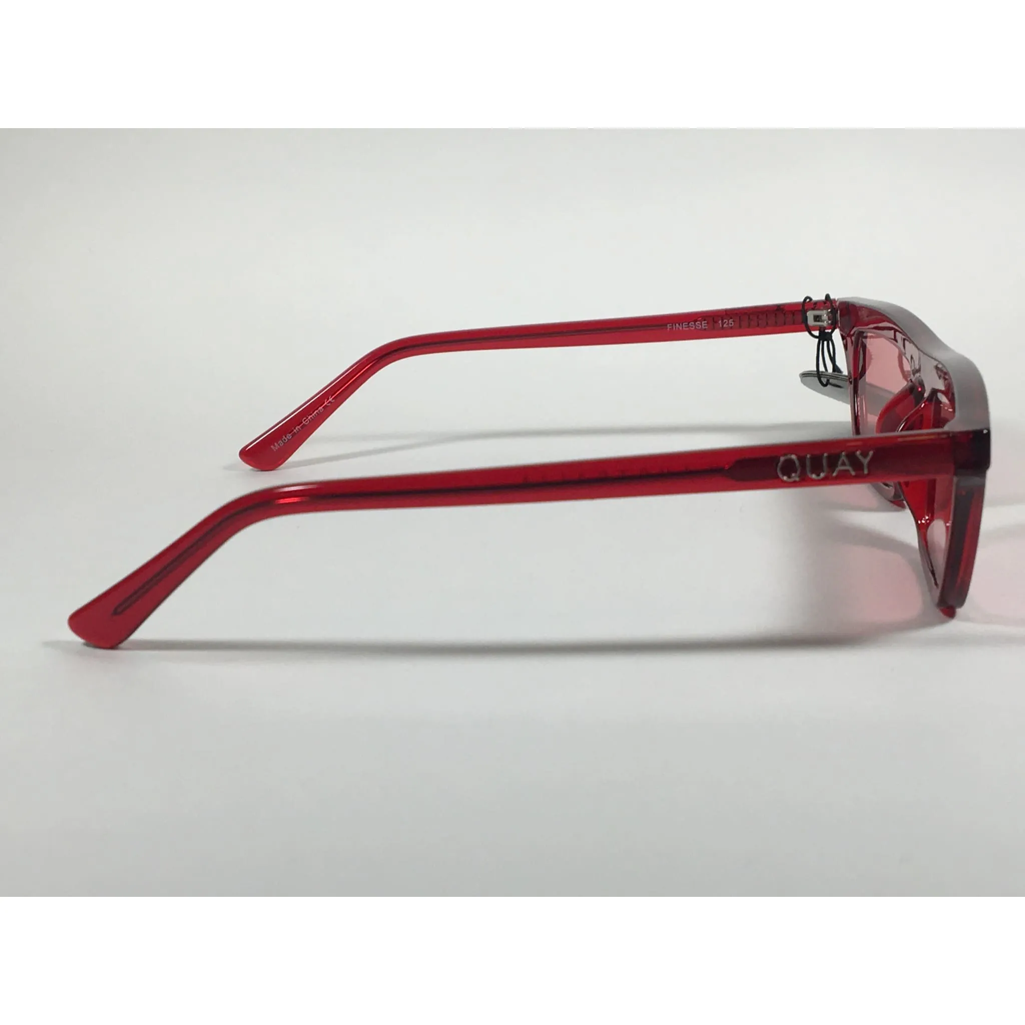Quay Australia QW000383 RED/RED Finesse Sunglasses Alissa Violet Small Square Red Clear Frame and Lens