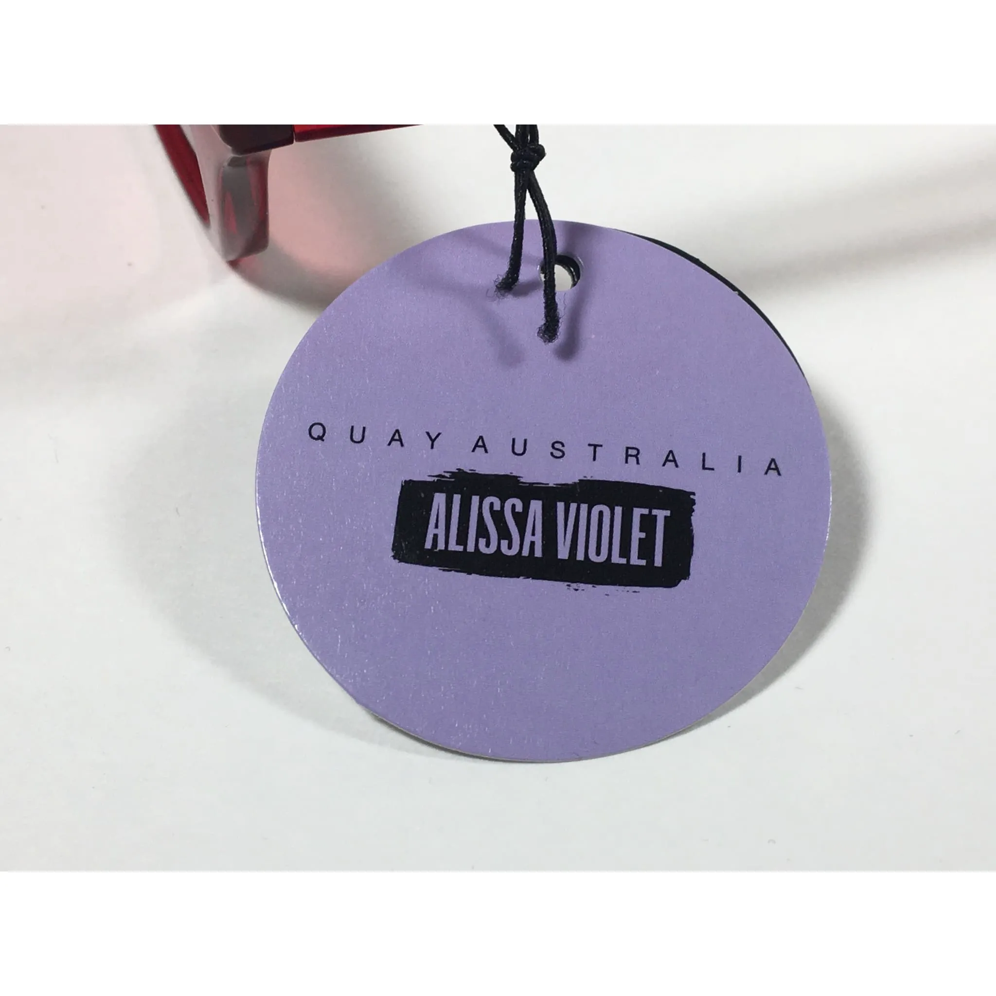 Quay Australia QW000383 RED/RED Finesse Sunglasses Alissa Violet Small Square Red Clear Frame and Lens