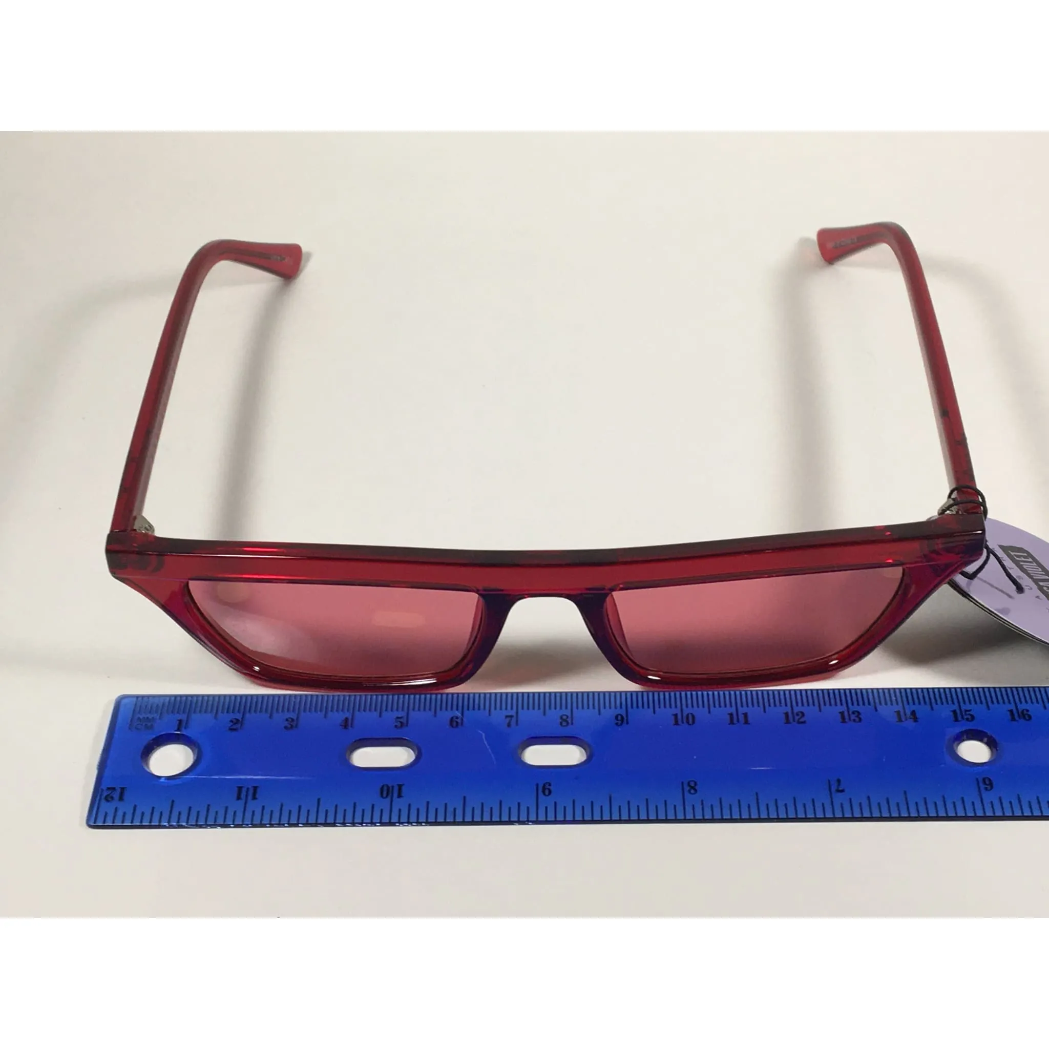 Quay Australia QW000383 RED/RED Finesse Sunglasses Alissa Violet Small Square Red Clear Frame and Lens
