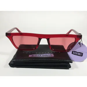 Quay Australia QW000383 RED/RED Finesse Sunglasses Alissa Violet Small Square Red Clear Frame and Lens