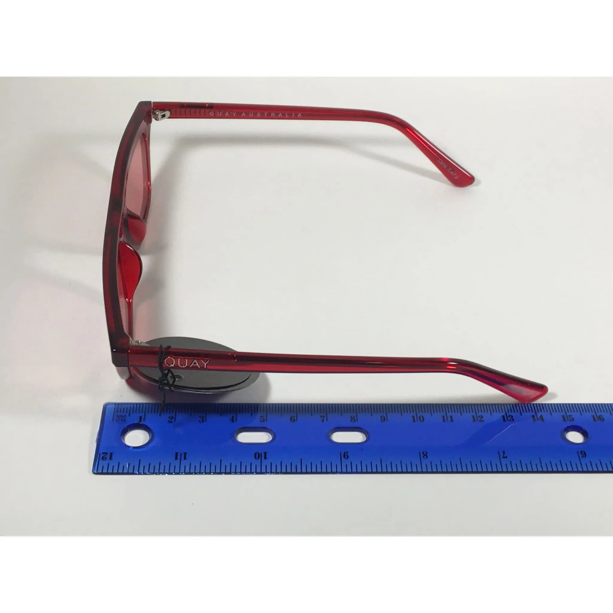 Quay Australia QW000383 RED/RED Finesse Sunglasses Alissa Violet Small Square Red Clear Frame and Lens