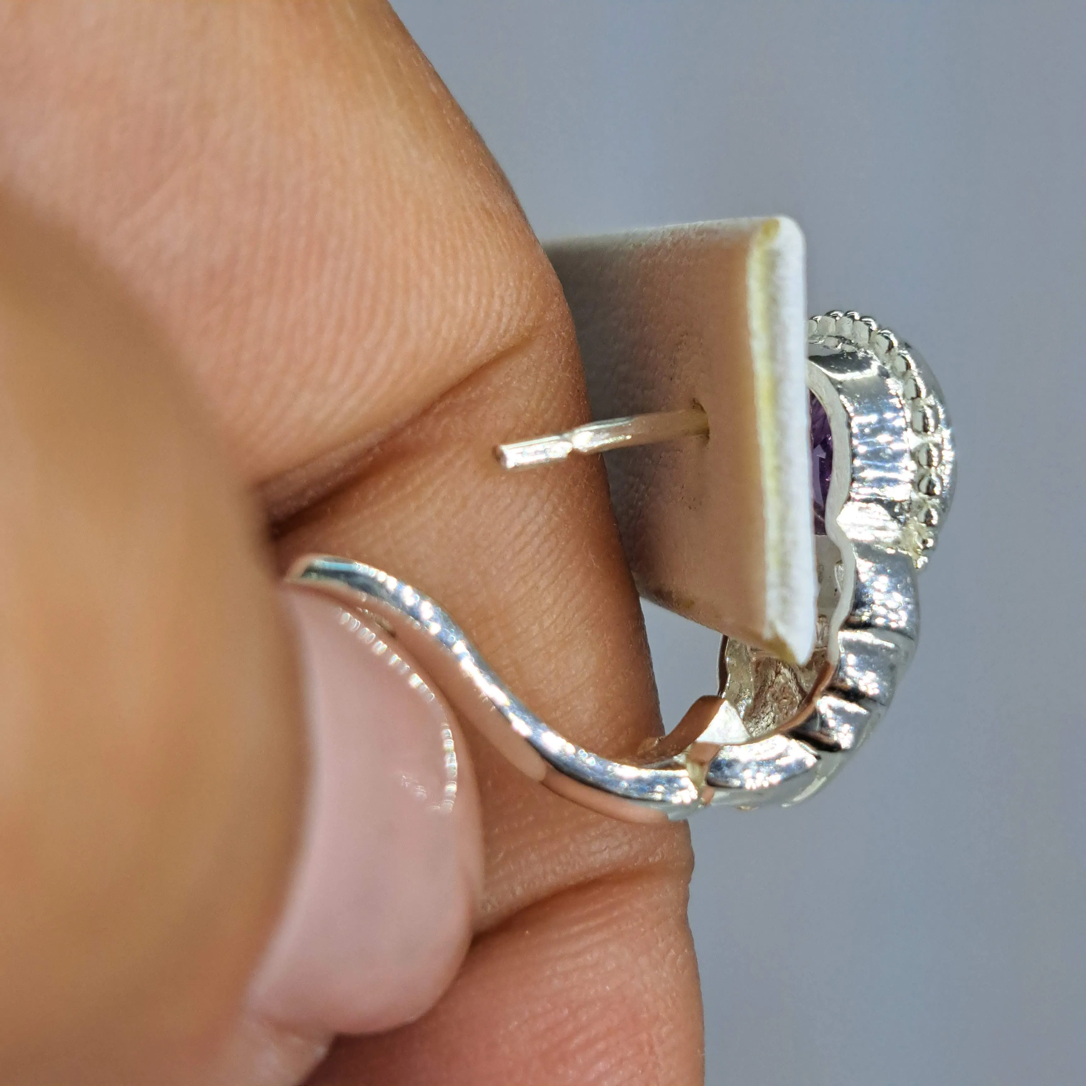 "Not Yur-Man" .75" Earring - Amethyst, Sterling