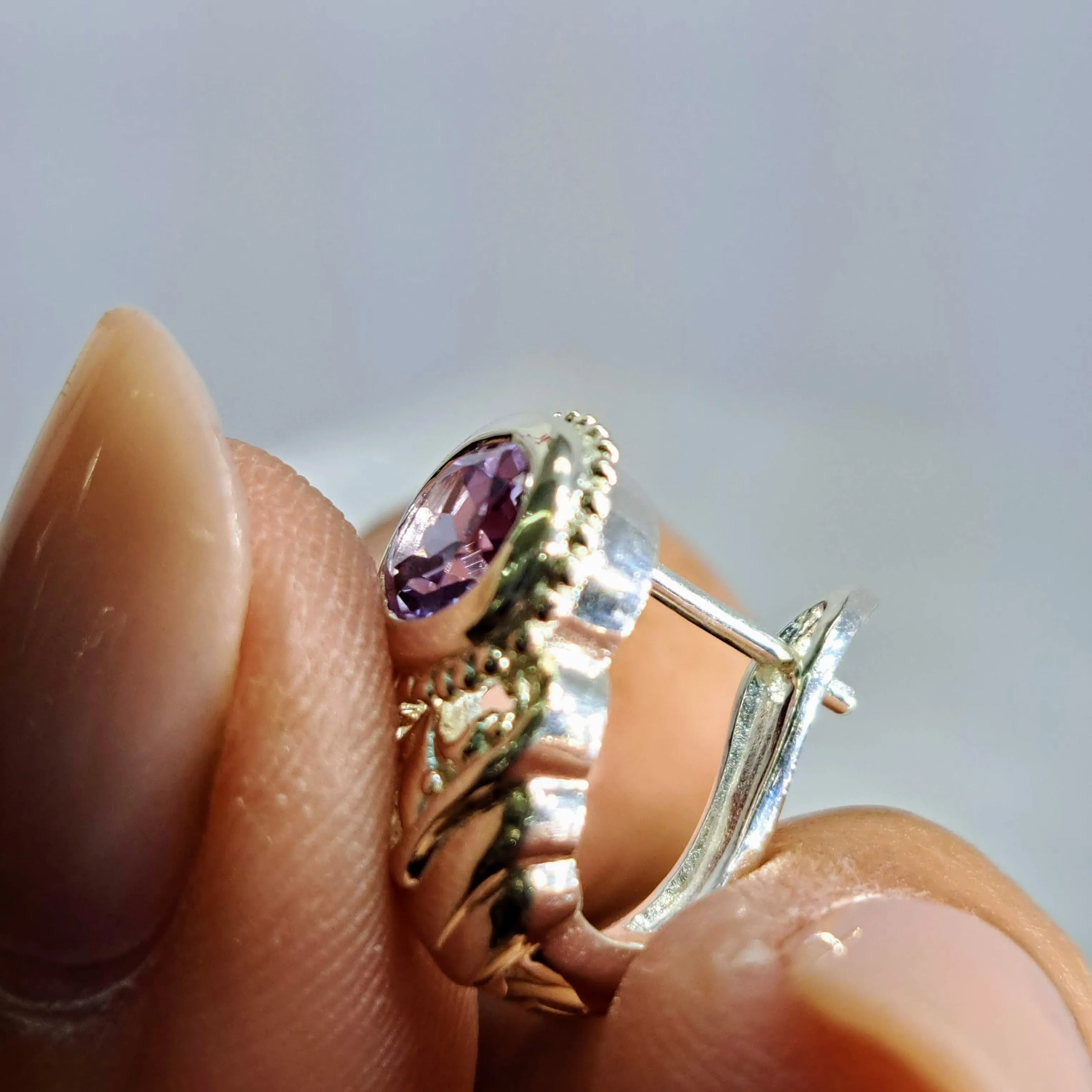 "Not Yur-Man" .75" Earring - Amethyst, Sterling