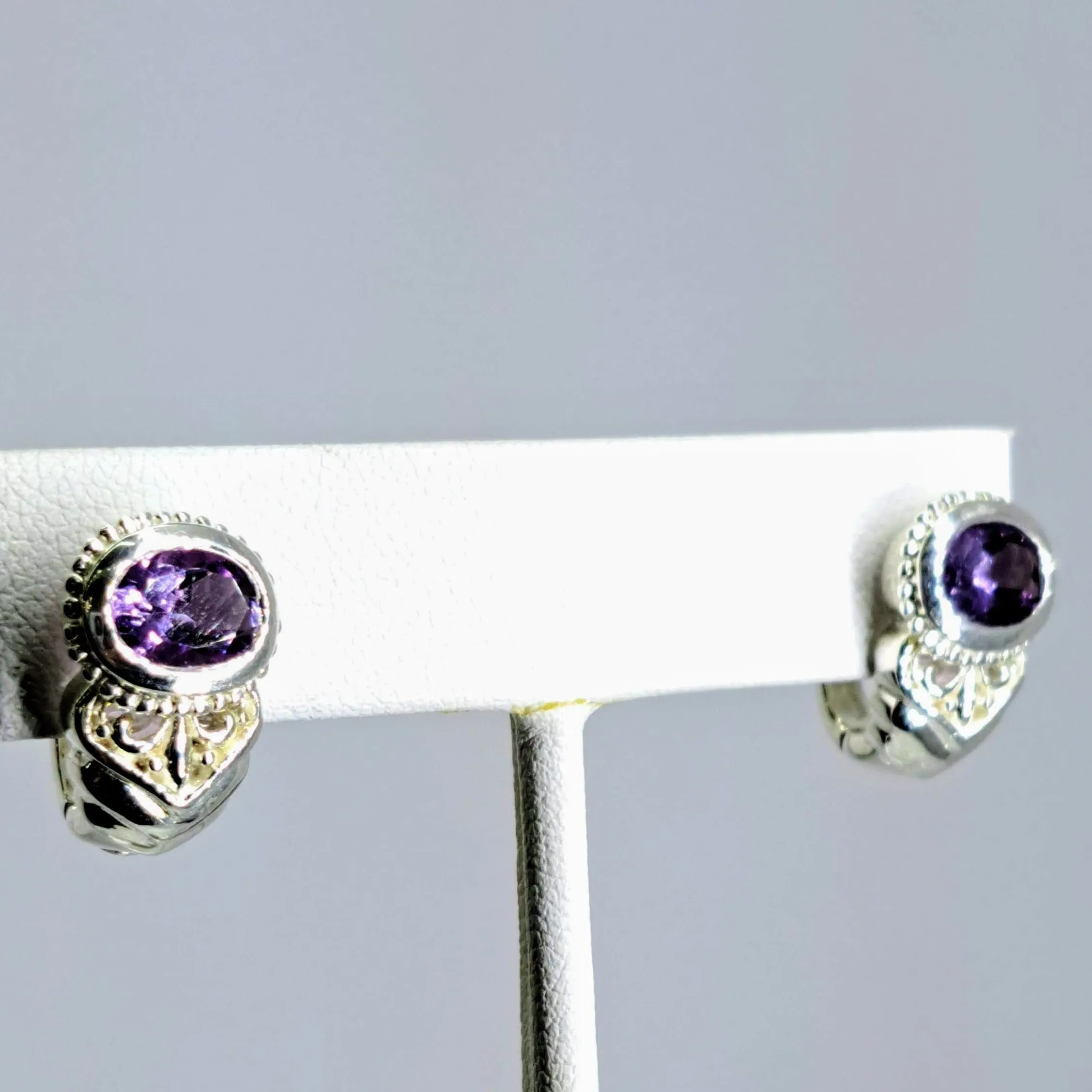 "Not Yur-Man" .75" Earring - Amethyst, Sterling