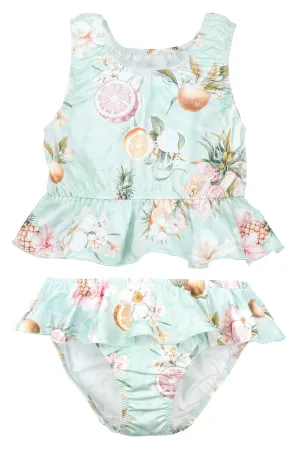 "Sabira" Mint Floral Fruit Print Bikini