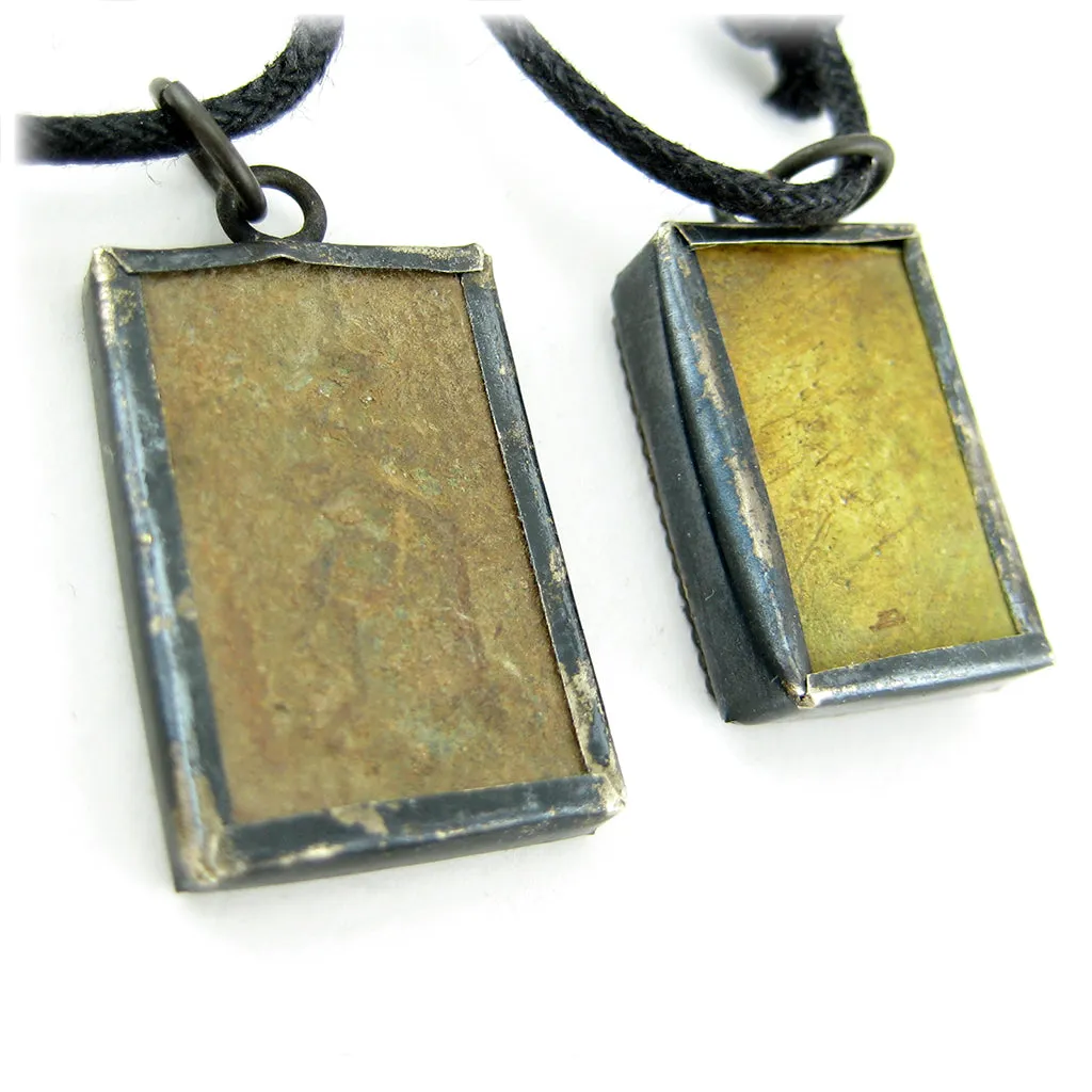 Rare Two Buddha In Lotus Phra Somdej Unalome Thai Protection Amulets, Clay & Stone