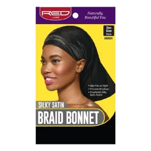 Red by kiss Silky Satin Braid Bonnet, Black  HBR01