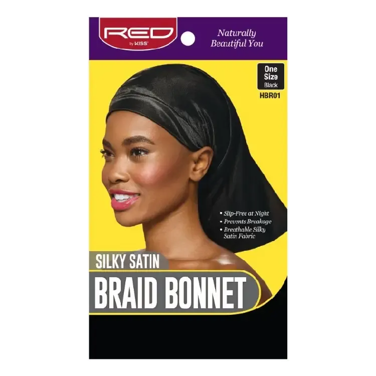 Red by kiss Silky Satin Braid Bonnet, Black  HBR01