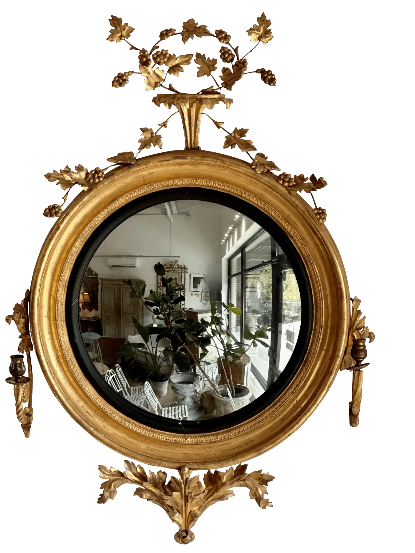 Regency Convex Girandole Mirror with Two Lights