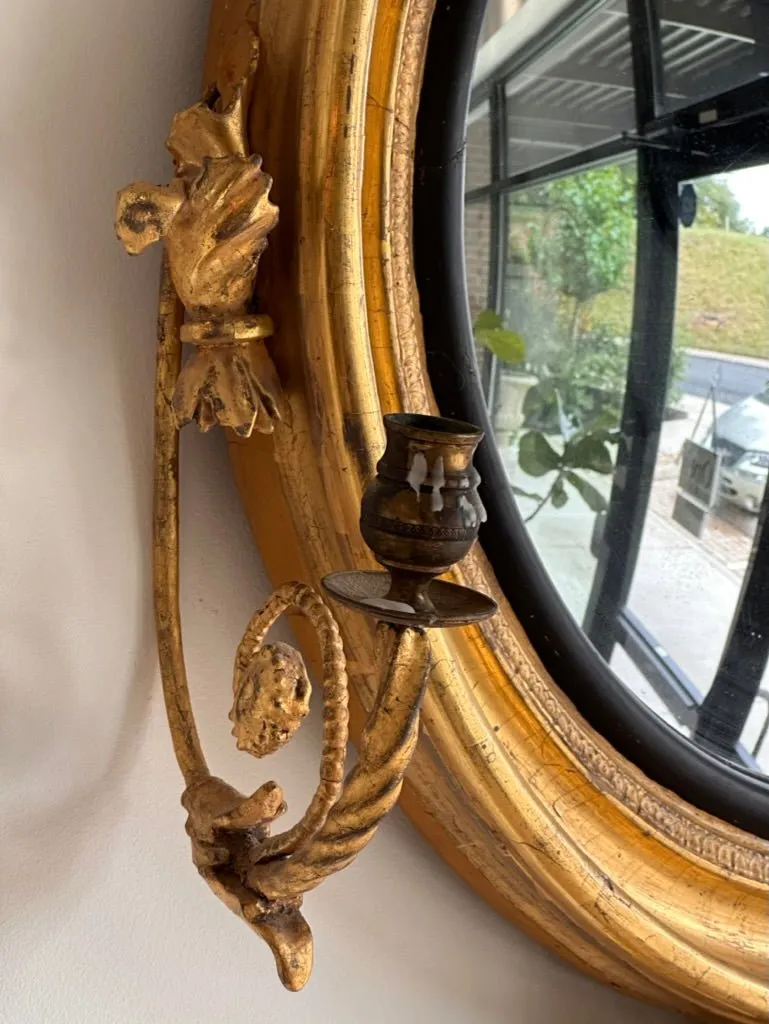 Regency Convex Girandole Mirror with Two Lights