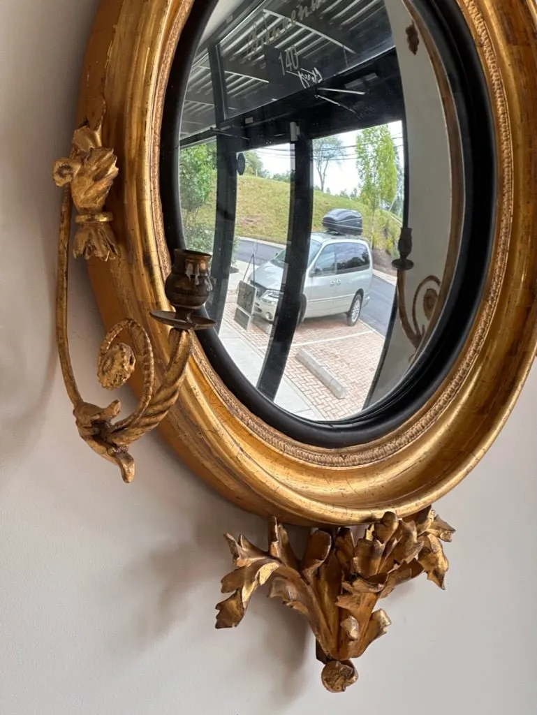 Regency Convex Girandole Mirror with Two Lights