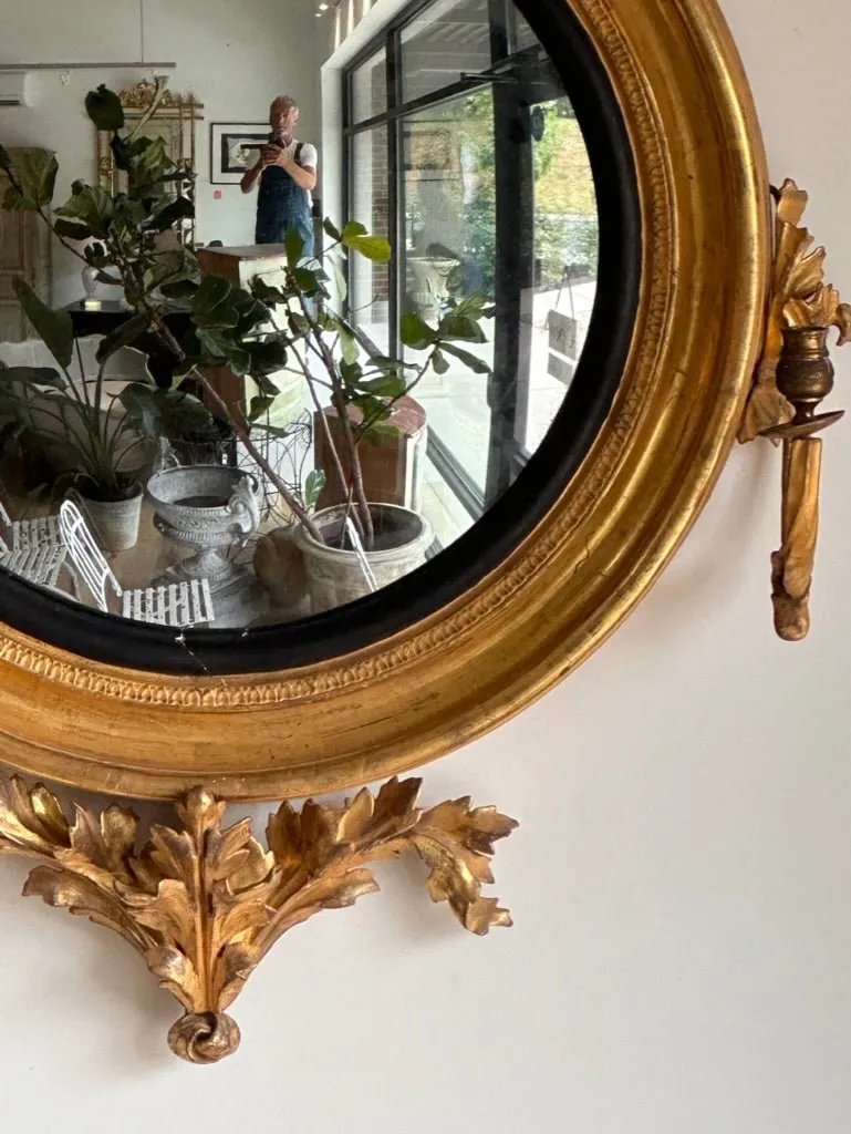 Regency Convex Girandole Mirror with Two Lights