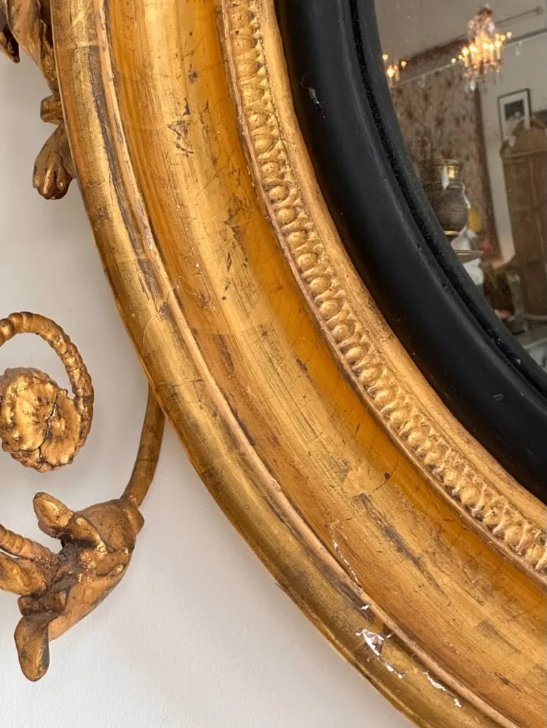 Regency Convex Girandole Mirror with Two Lights