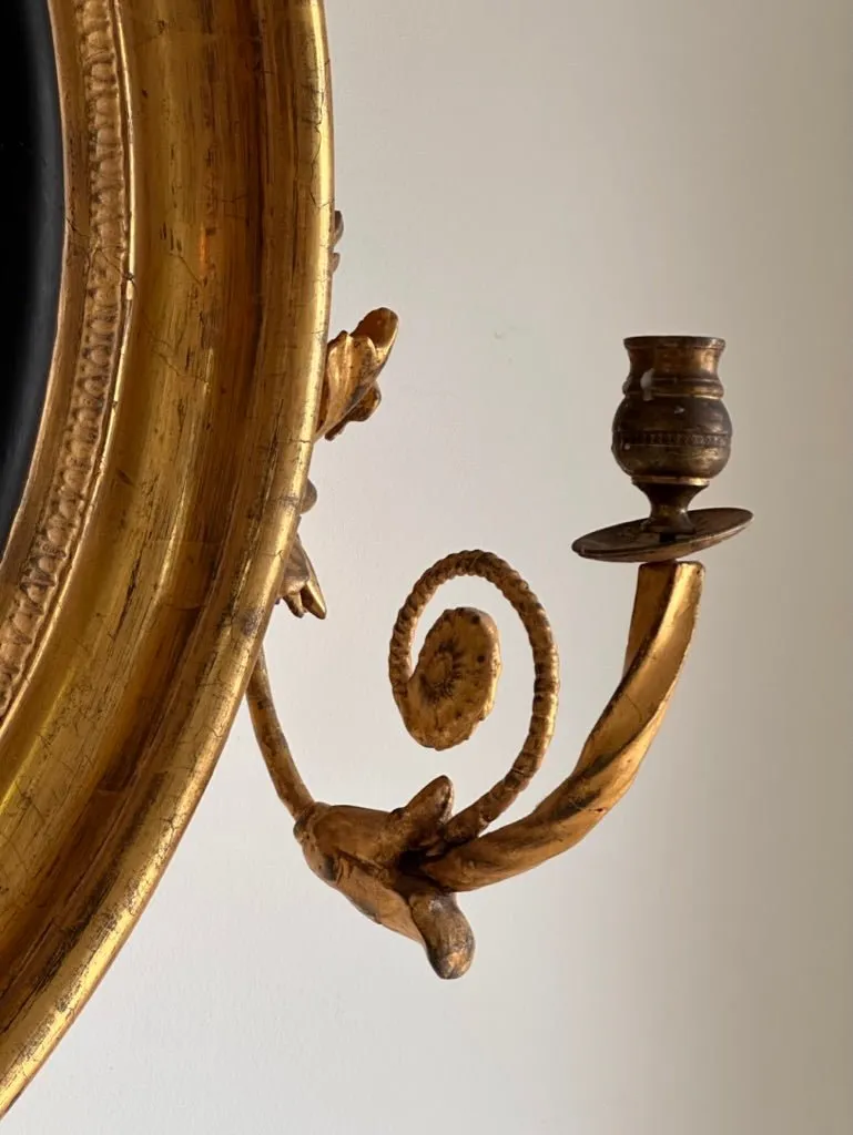 Regency Convex Girandole Mirror with Two Lights