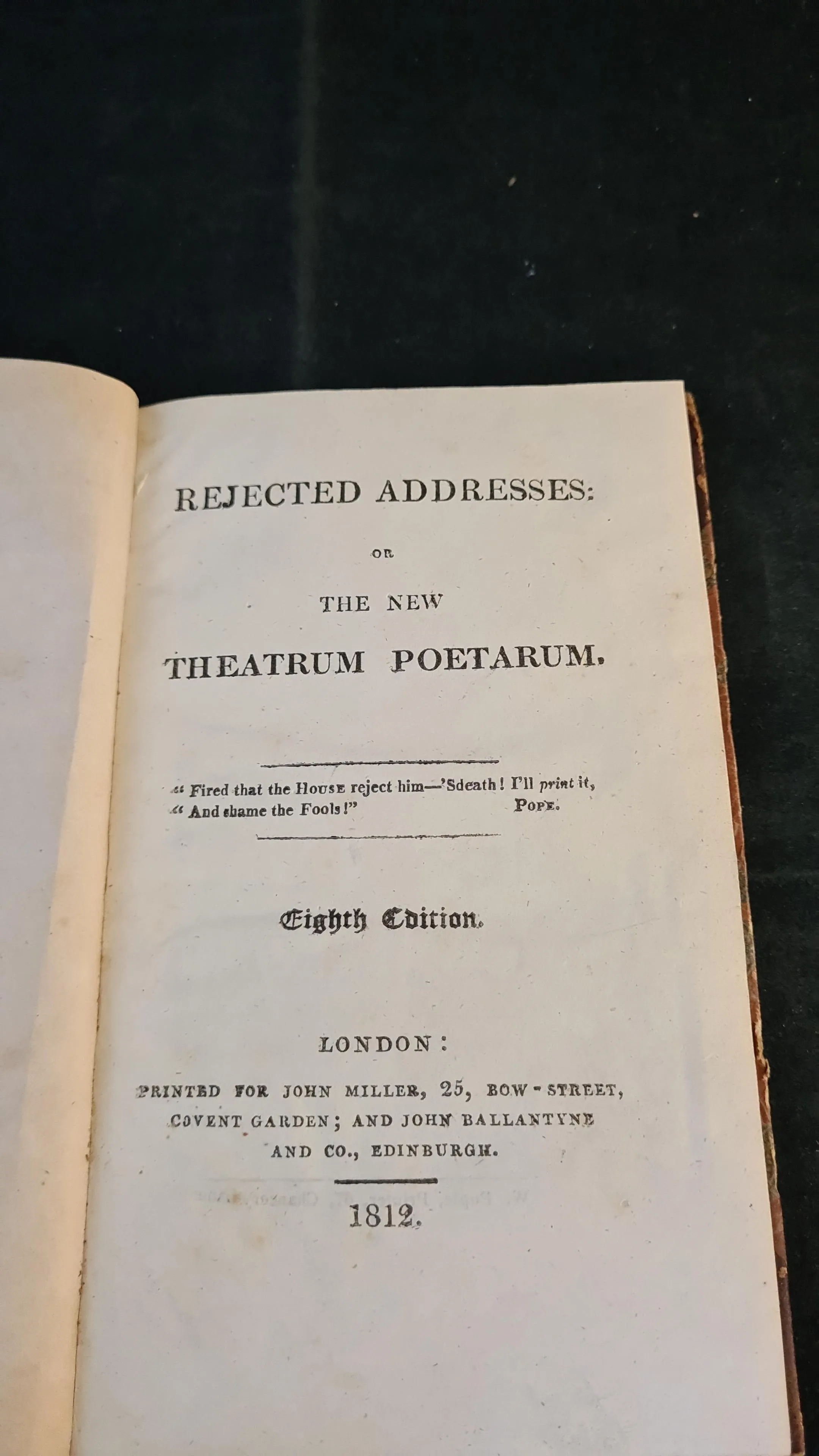 Rejected Addresses: or The New Theatrum Poetarum, 1812