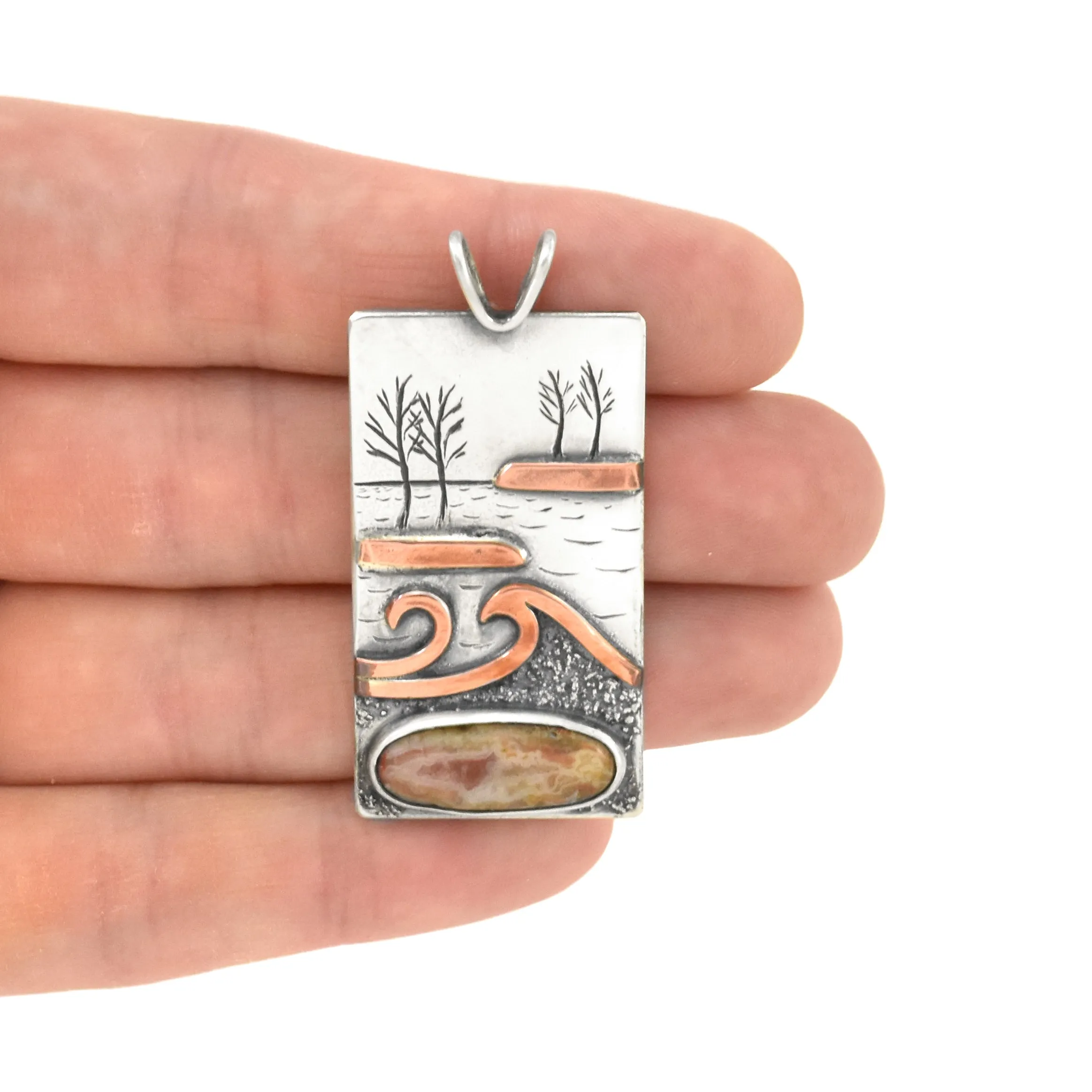 Reversible Marquette Agate Shoreline Waterfall Wonderland Pendant