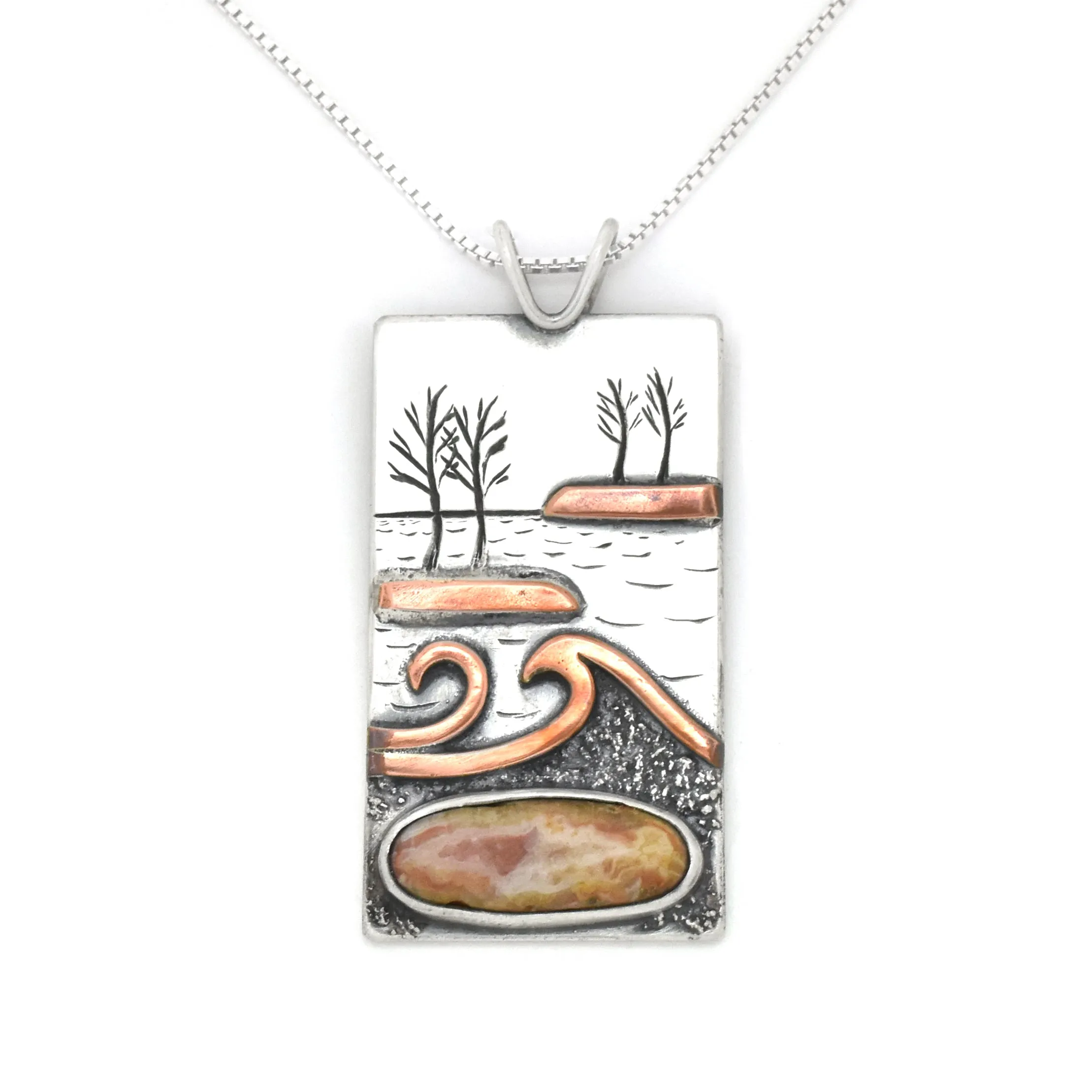 Reversible Marquette Agate Shoreline Waterfall Wonderland Pendant
