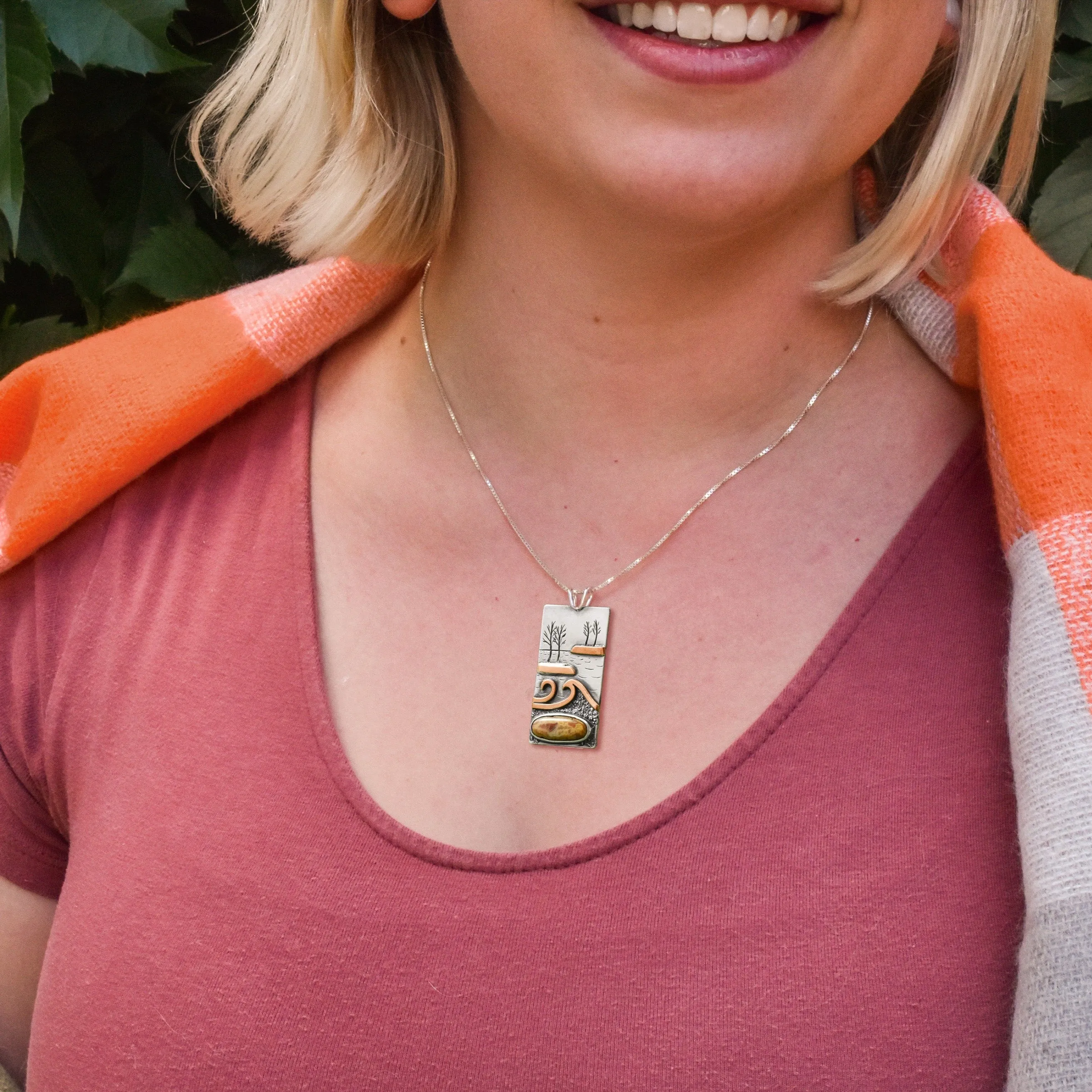 Reversible Marquette Agate Shoreline Waterfall Wonderland Pendant