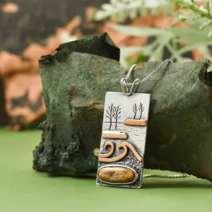 Reversible Marquette Agate Shoreline Waterfall Wonderland Pendant