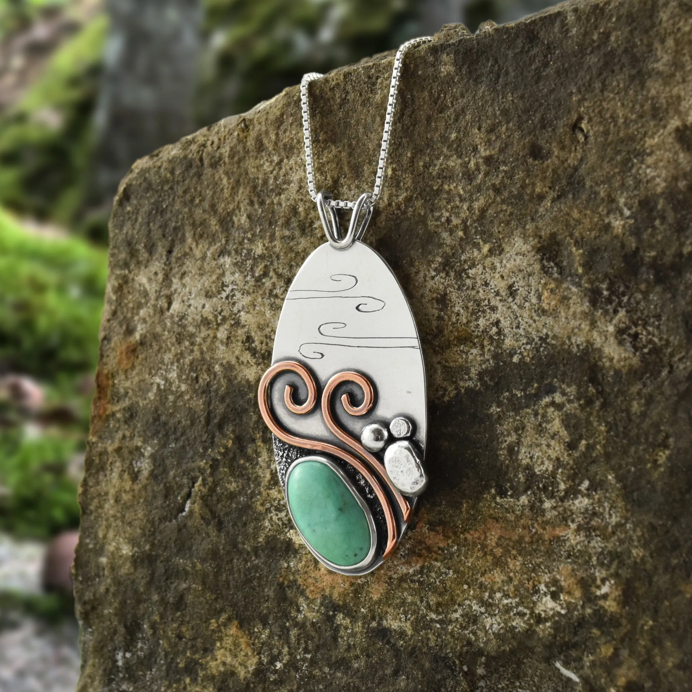Reversible Windy Waters Turquoise Wonderland Pendant
