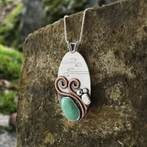 Reversible Windy Waters Turquoise Wonderland Pendant