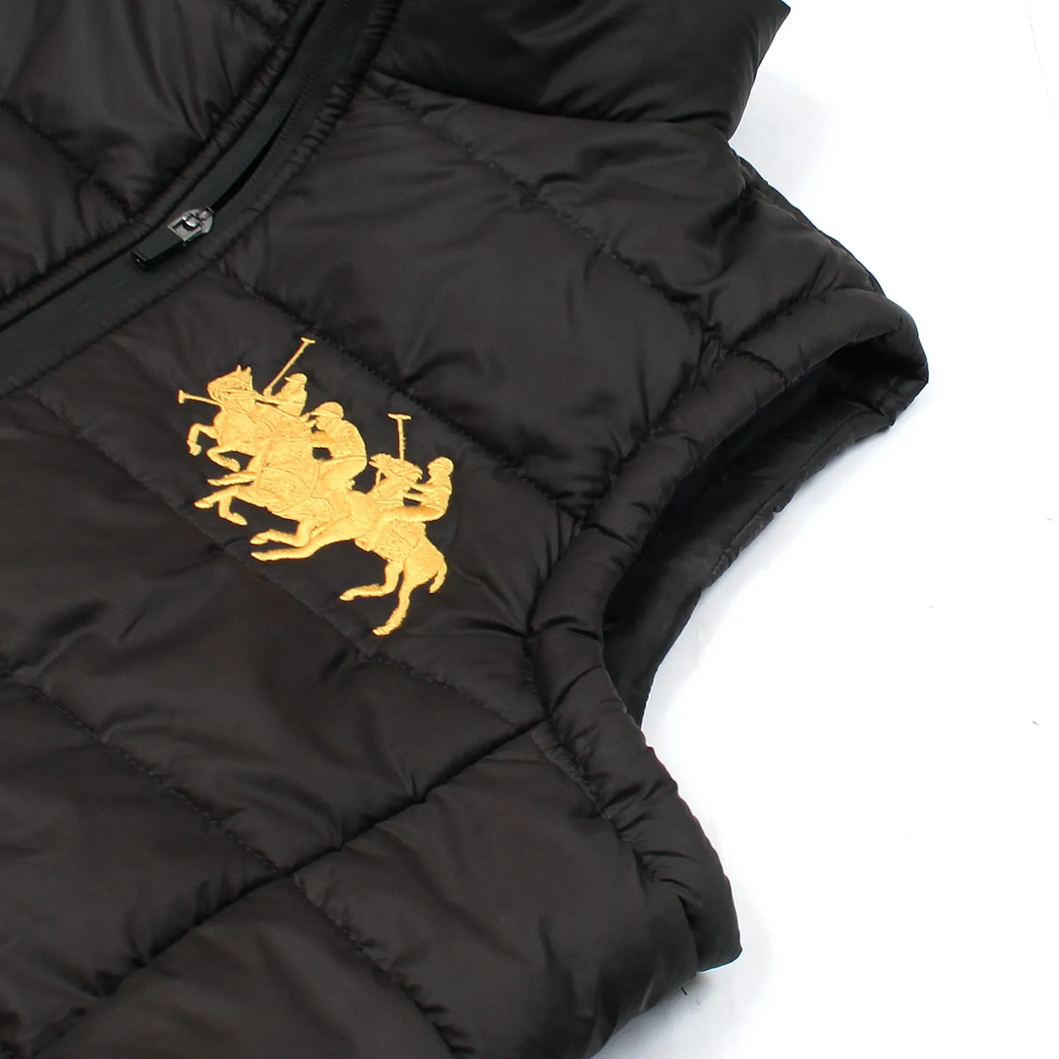 RL Black Triple Pony Sleeveless Puffer Jacket