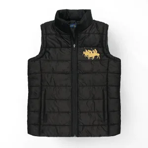 RL Black Triple Pony Sleeveless Puffer Jacket