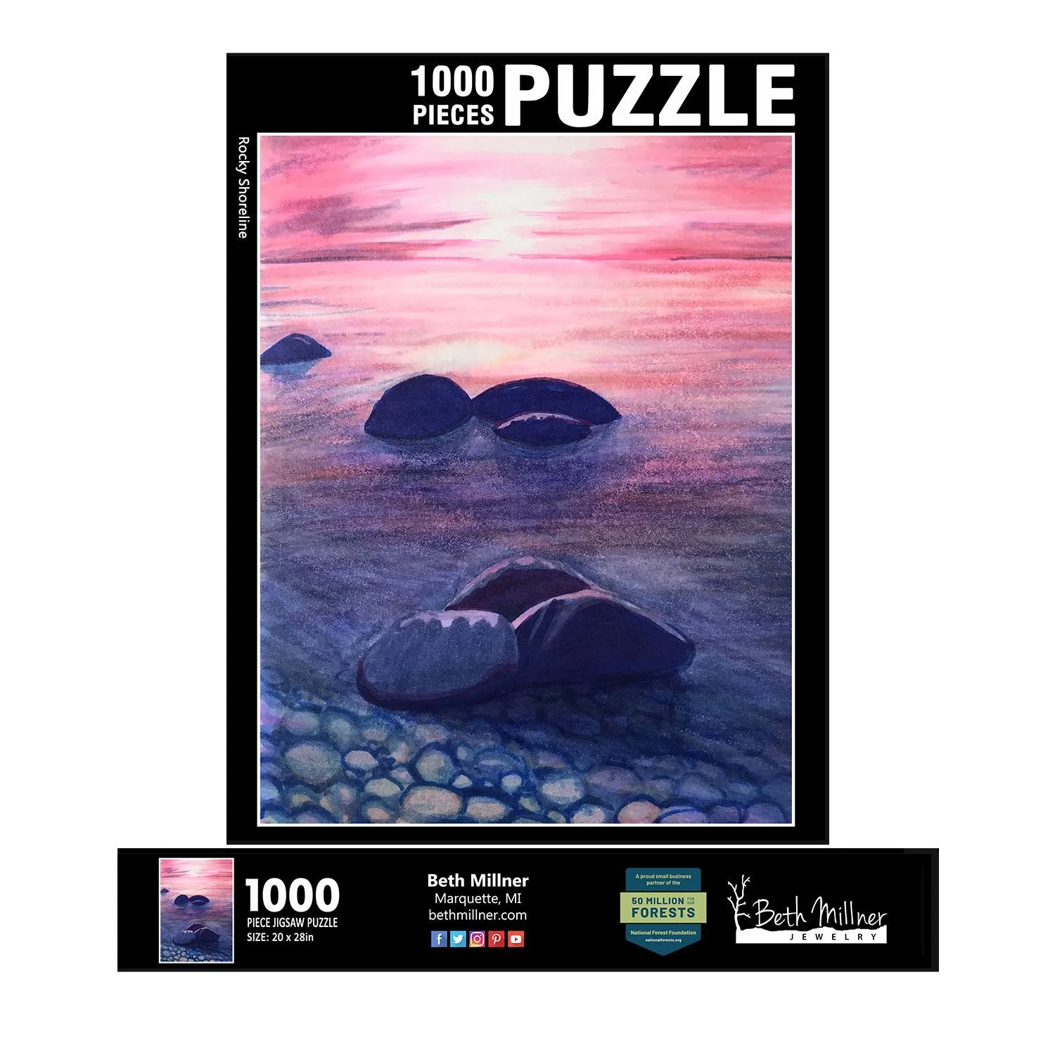 Rocky Shoreline 1000 Piece Puzzle - Tree Planted with Purchase