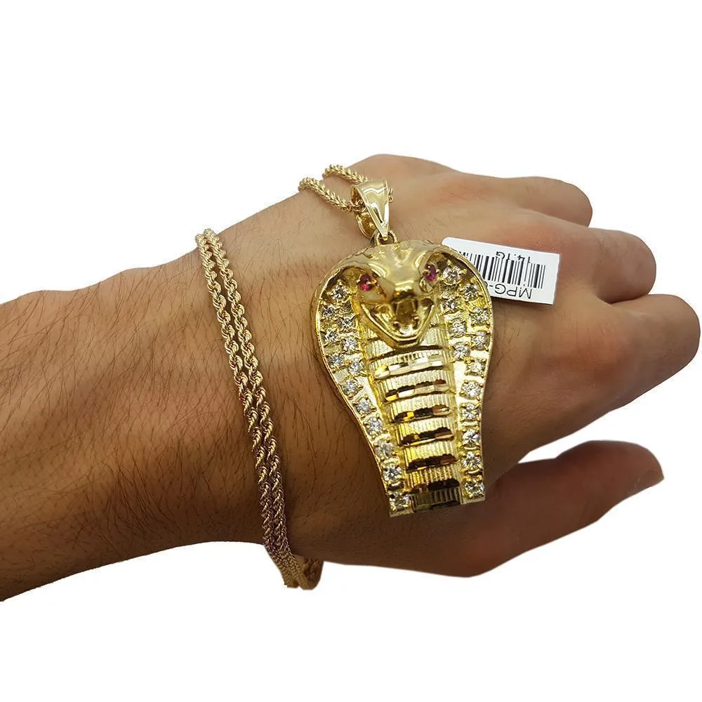 Rope Chain 2.5MM 10K With Cobra en OR 10K MNG-114