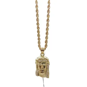 Rope Chain 2.5MM 10K With Jesus en OR 10K | MNG-151